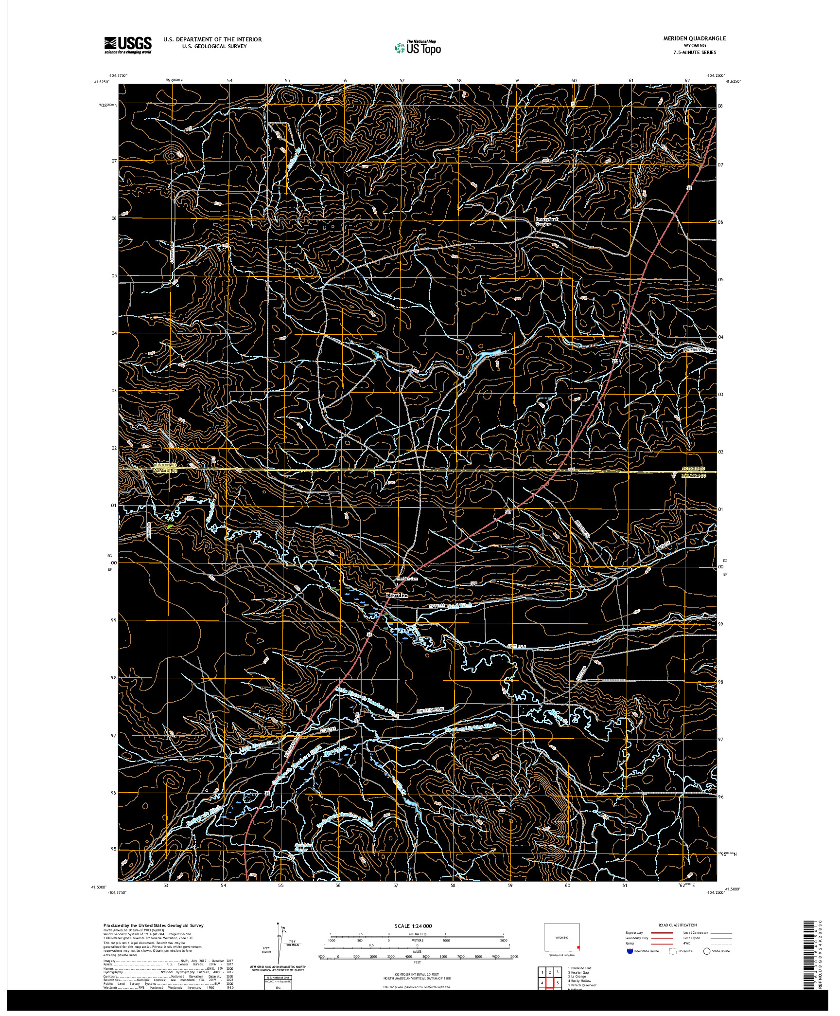 USGS US TOPO 7.5-MINUTE MAP FOR MERIDEN, WY 2021