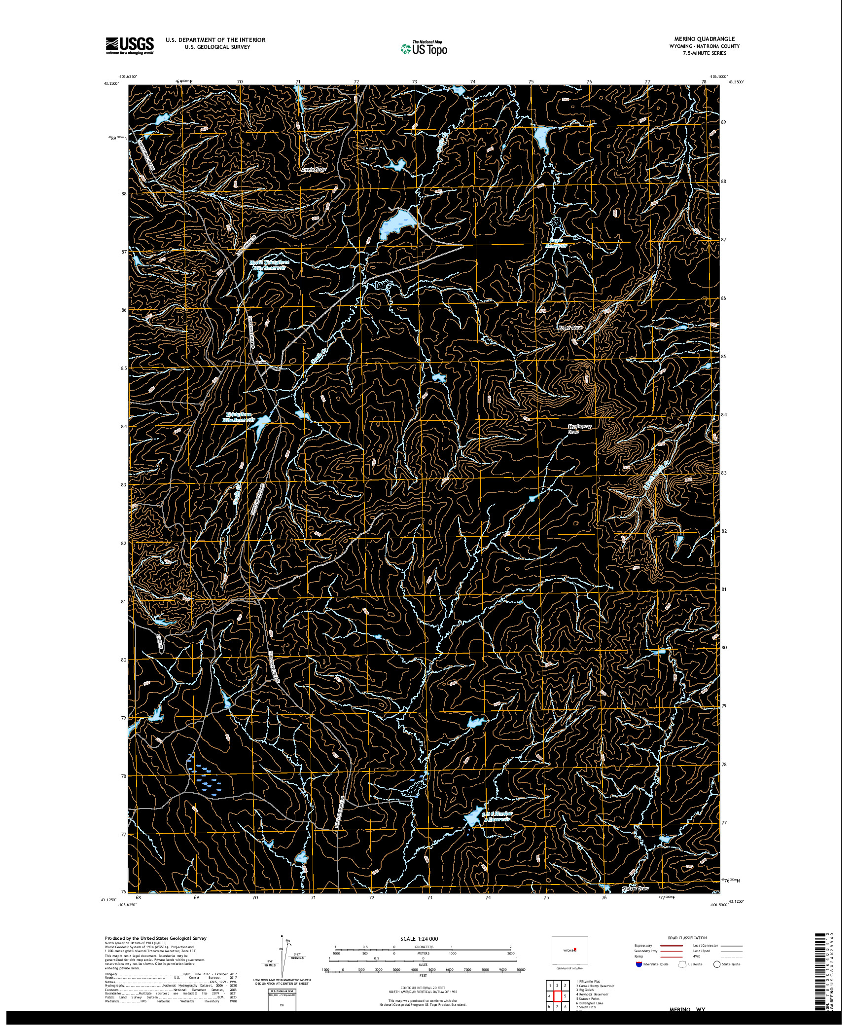 USGS US TOPO 7.5-MINUTE MAP FOR MERINO, WY 2021