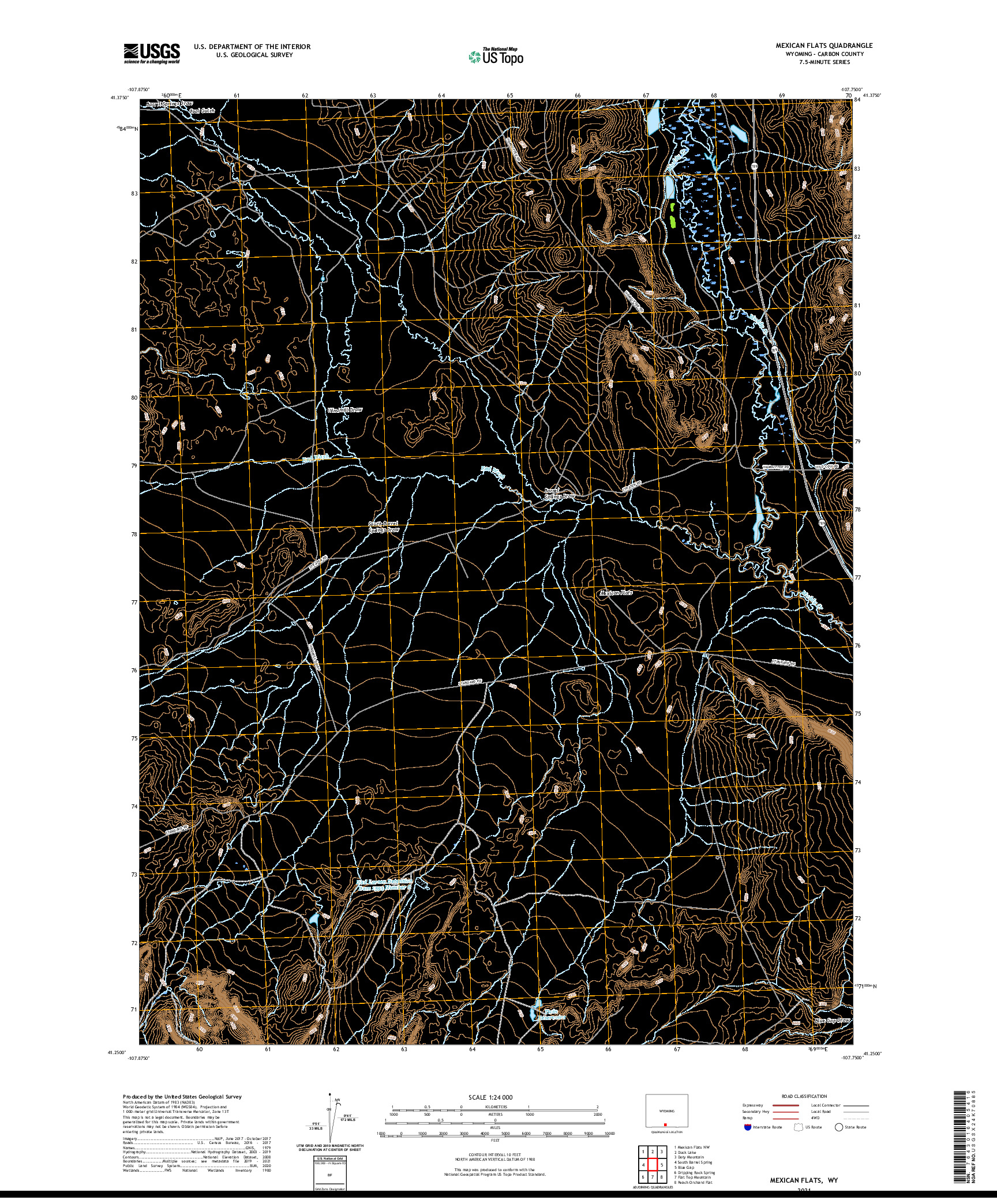 USGS US TOPO 7.5-MINUTE MAP FOR MEXICAN FLATS, WY 2021