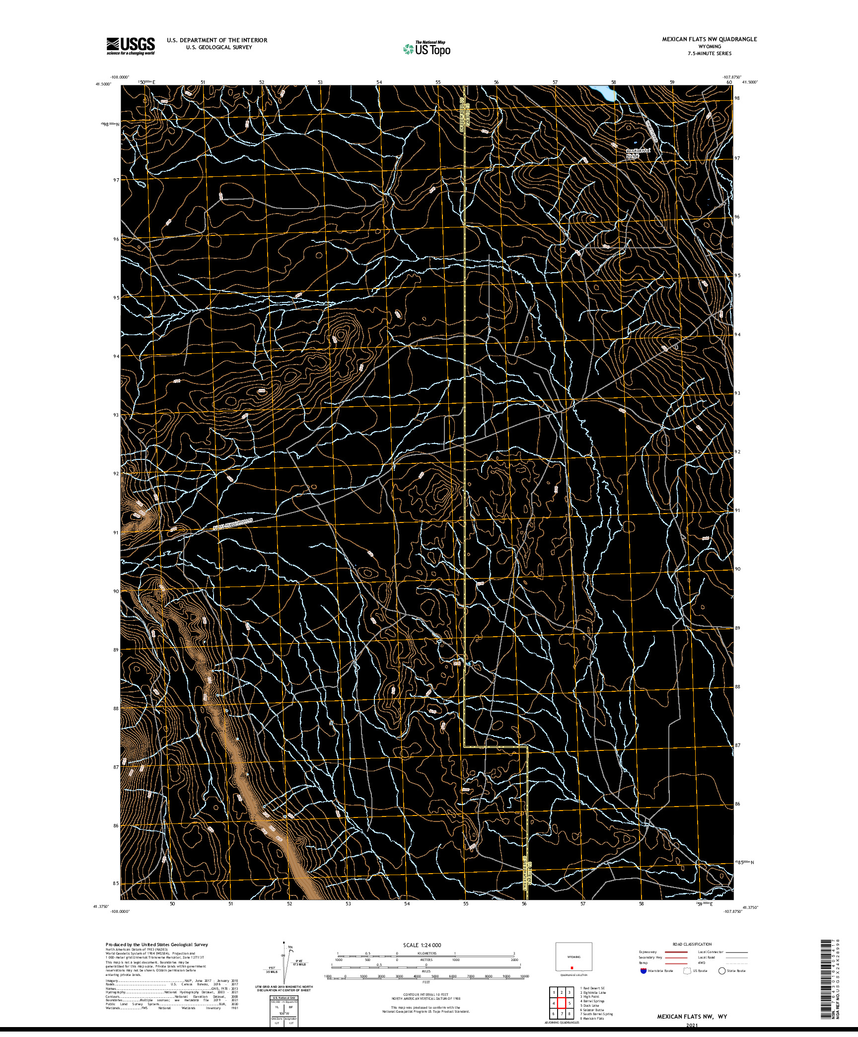 USGS US TOPO 7.5-MINUTE MAP FOR MEXICAN FLATS NW, WY 2021