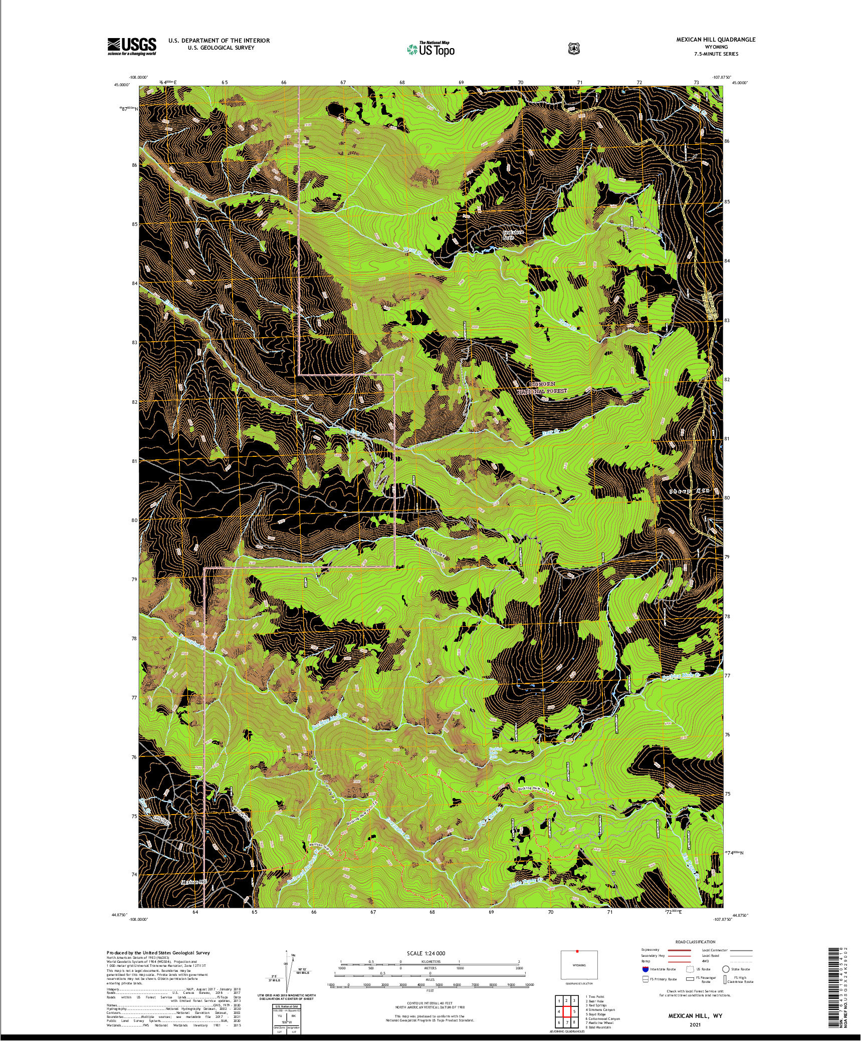 USGS US TOPO 7.5-MINUTE MAP FOR MEXICAN HILL, WY 2021
