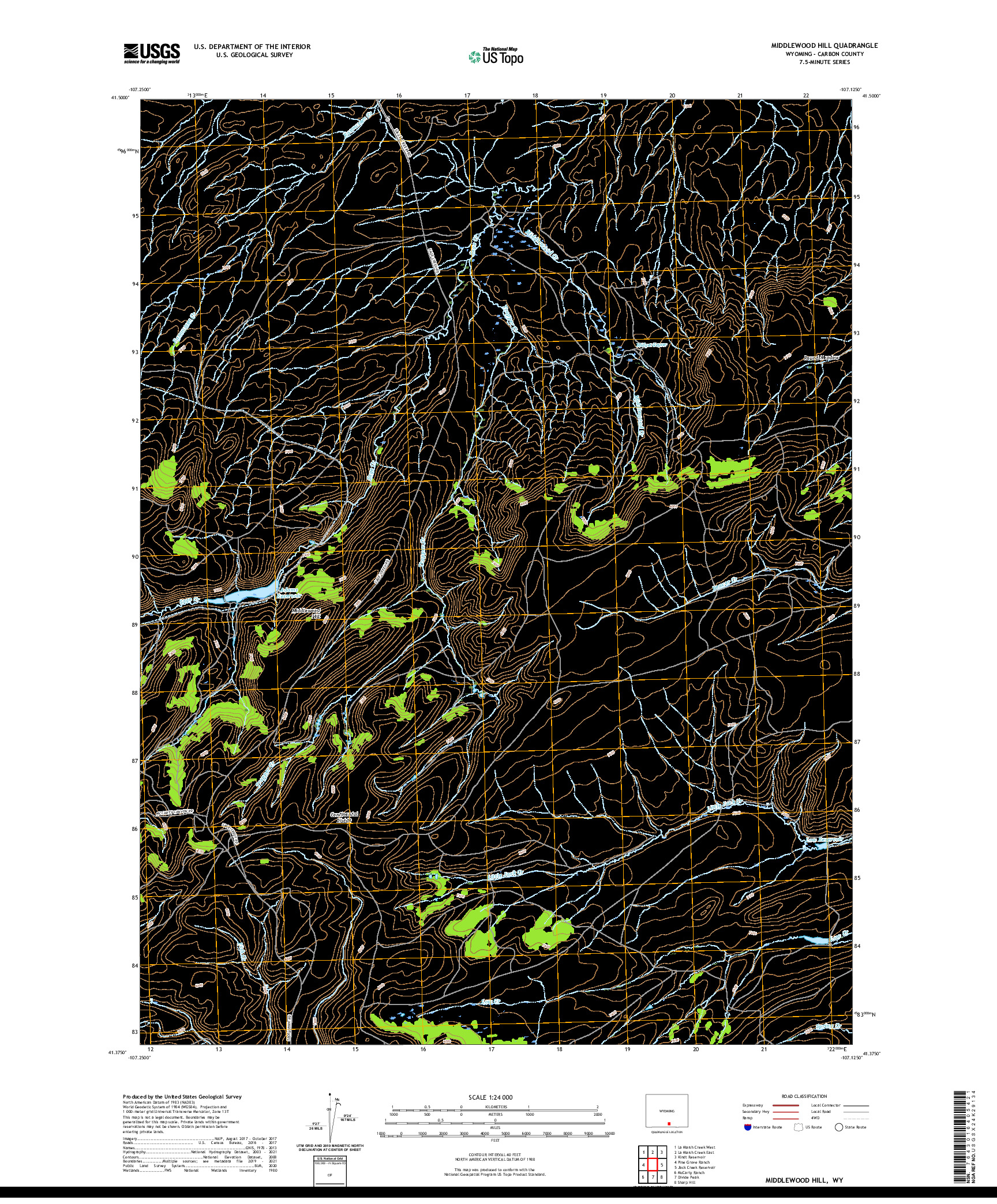 USGS US TOPO 7.5-MINUTE MAP FOR MIDDLEWOOD HILL, WY 2021