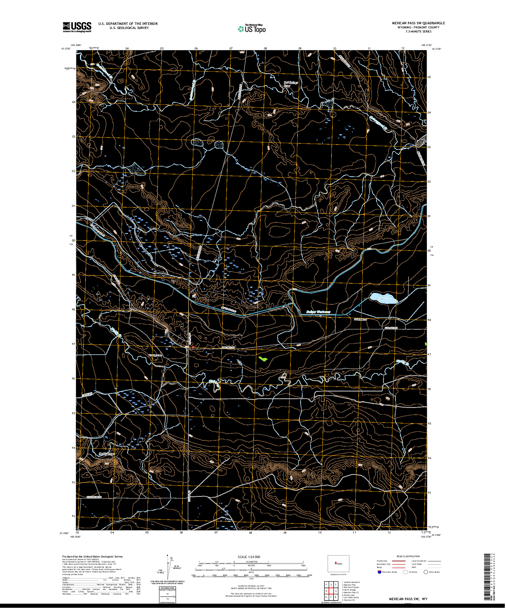 USGS US TOPO 7.5-MINUTE MAP FOR MEXICAN PASS SW, WY 2021