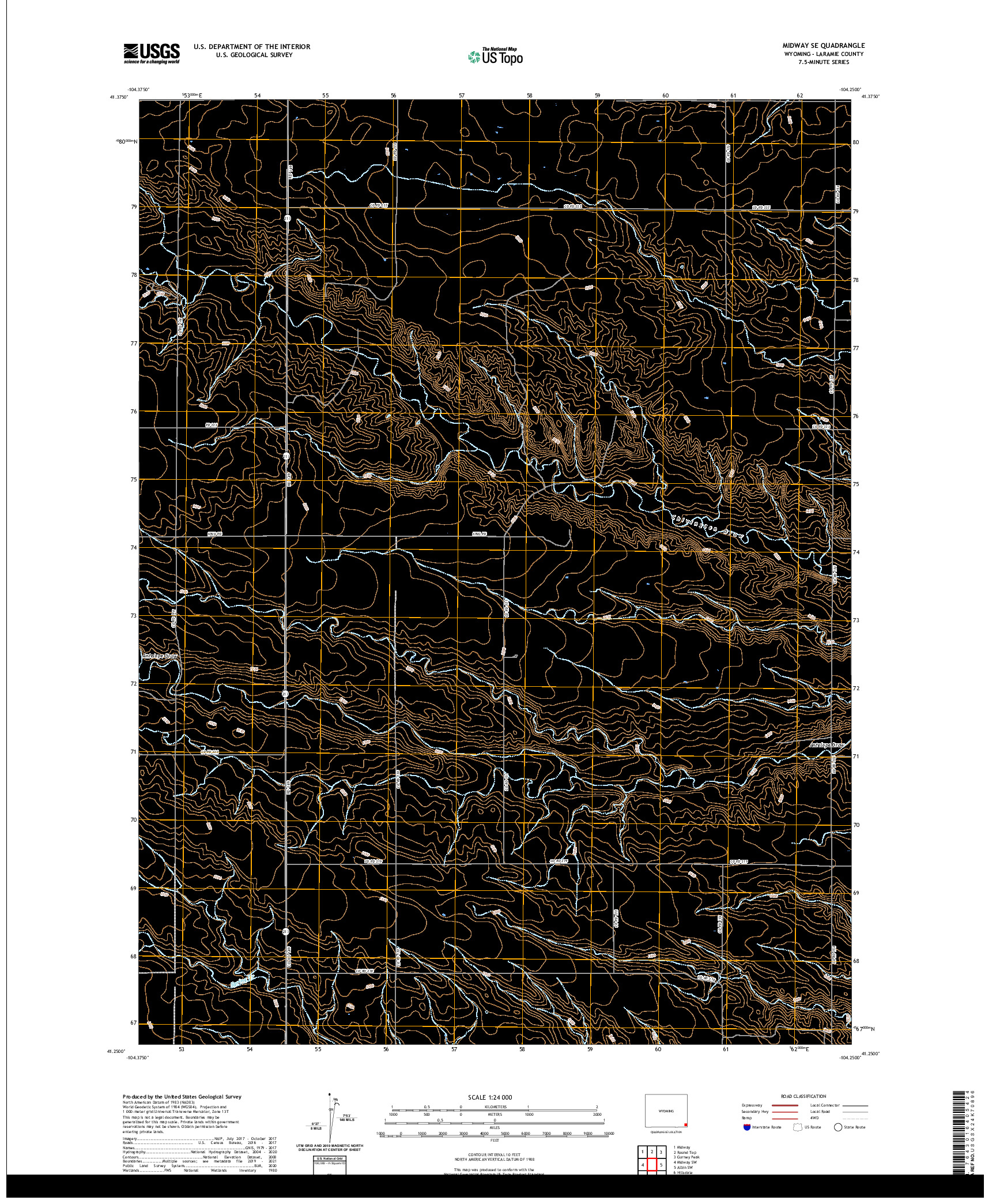 USGS US TOPO 7.5-MINUTE MAP FOR MIDWAY SE, WY 2021