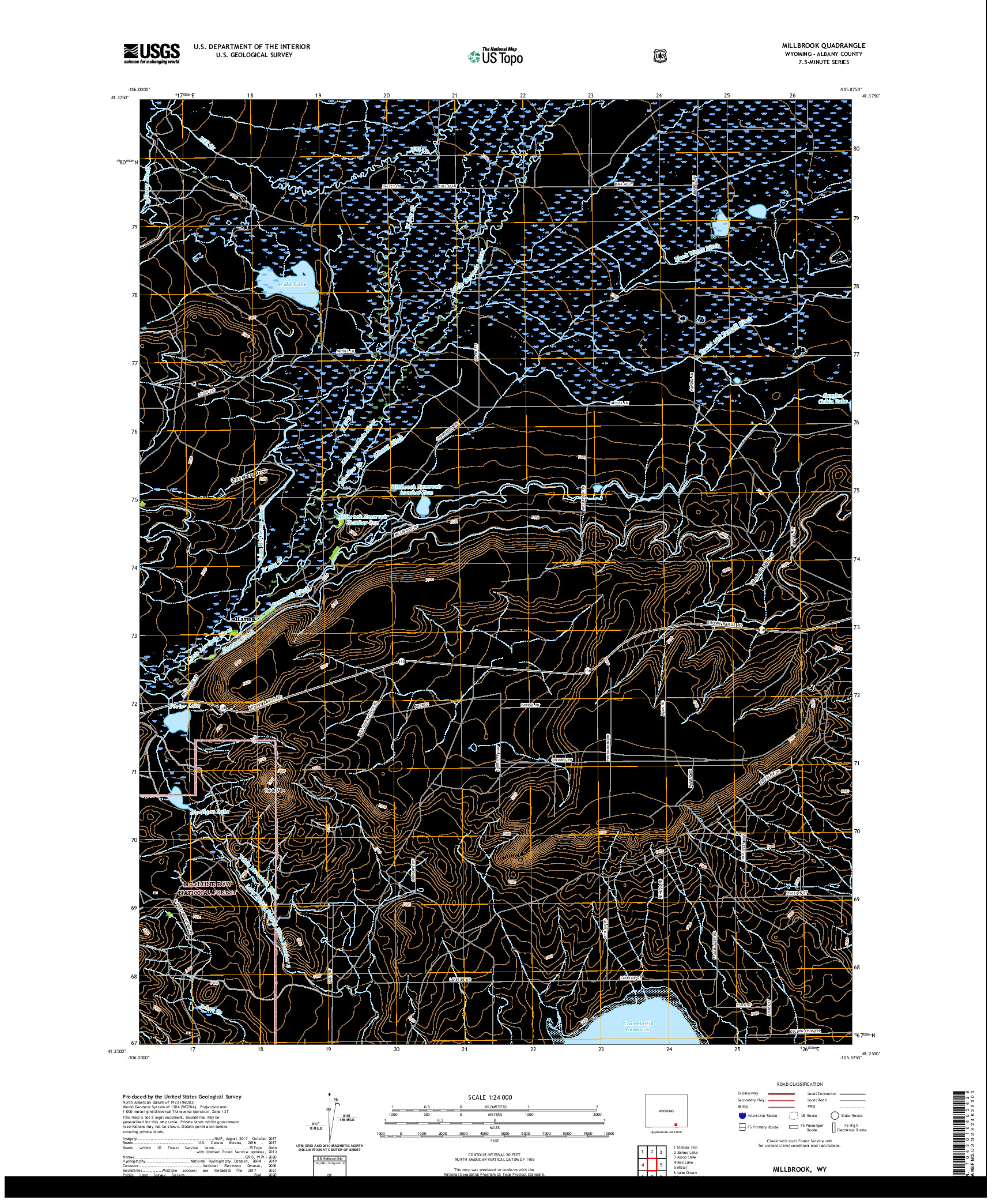 USGS US TOPO 7.5-MINUTE MAP FOR MILLBROOK, WY 2021