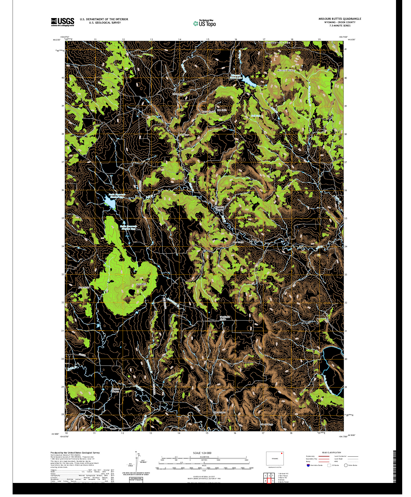 USGS US TOPO 7.5-MINUTE MAP FOR MISSOURI BUTTES, WY 2021