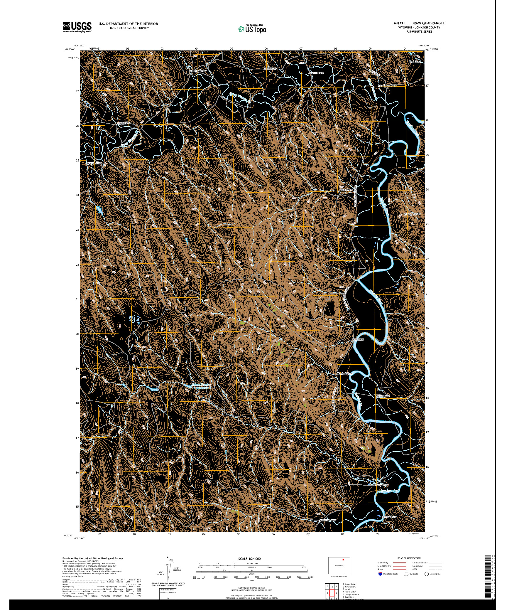 USGS US TOPO 7.5-MINUTE MAP FOR MITCHELL DRAW, WY 2021