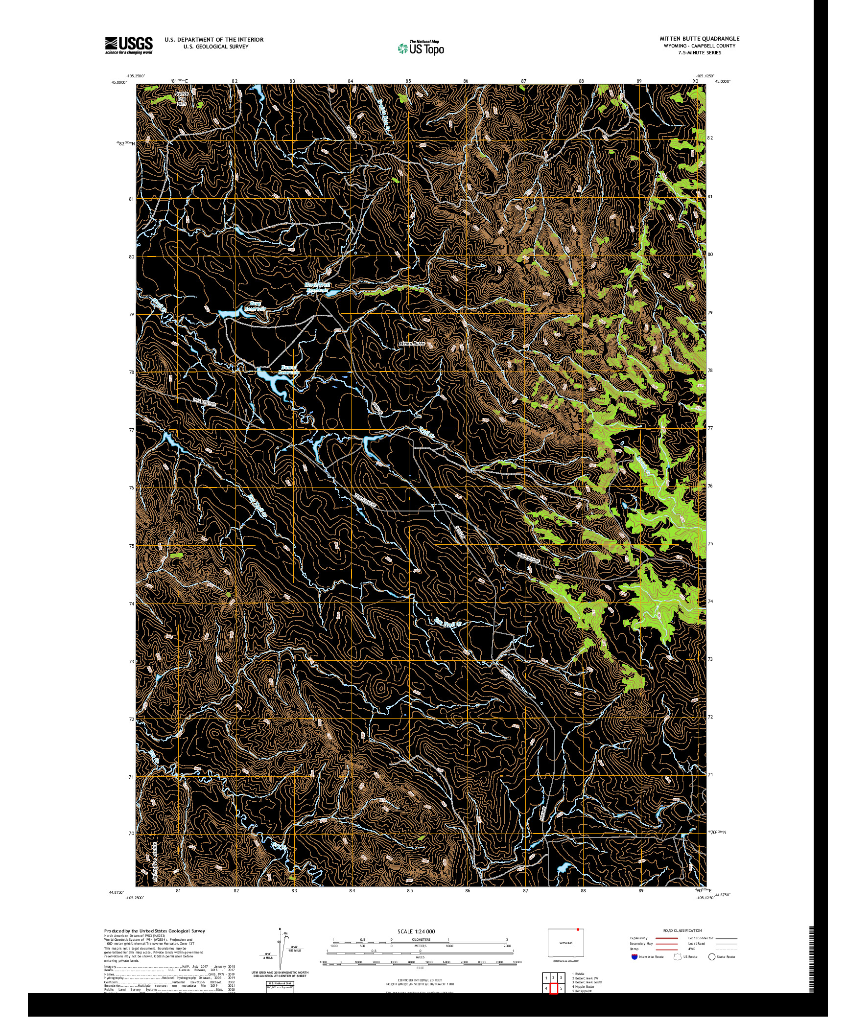 USGS US TOPO 7.5-MINUTE MAP FOR MITTEN BUTTE, WY 2021