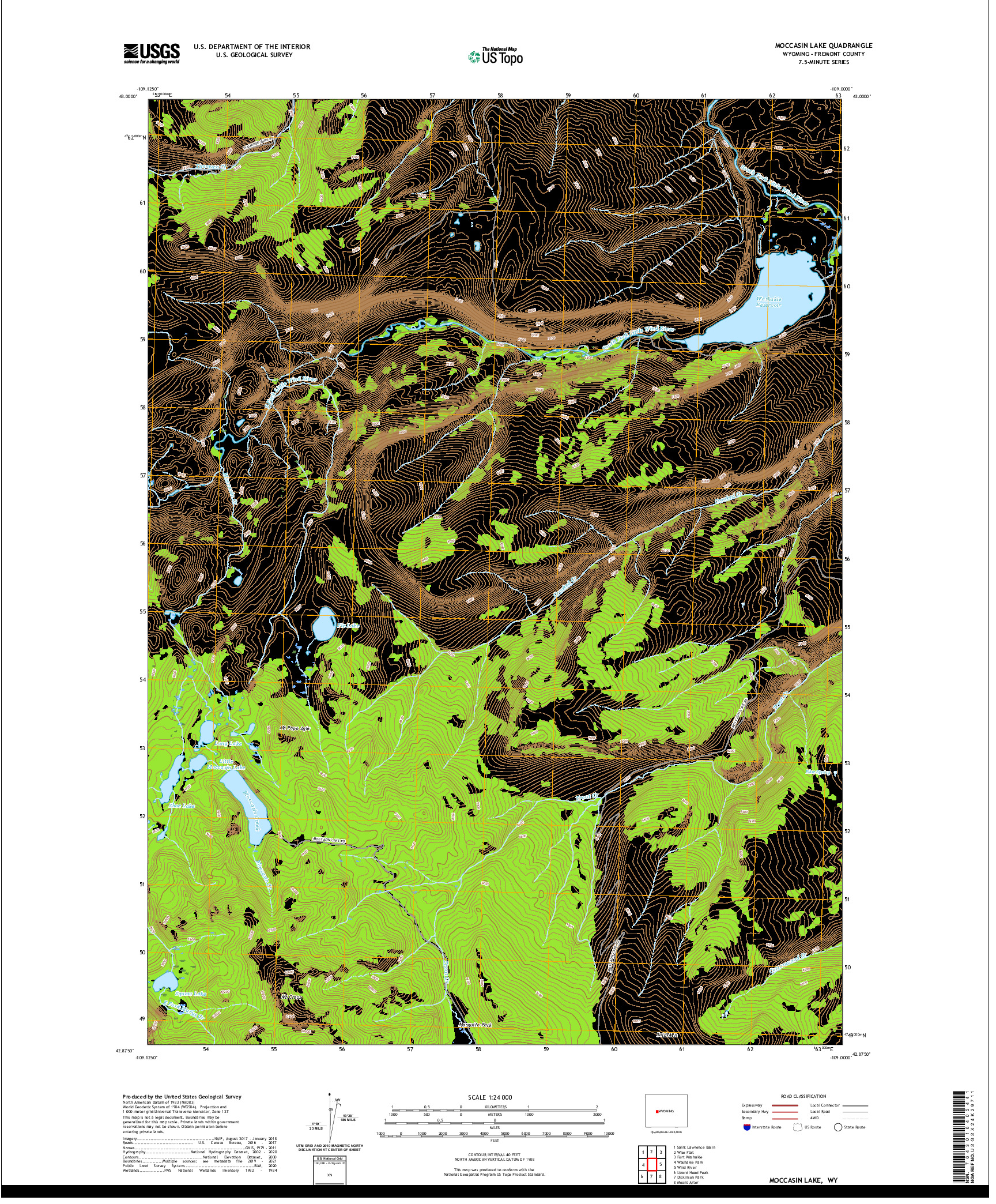 USGS US TOPO 7.5-MINUTE MAP FOR MOCCASIN LAKE, WY 2021