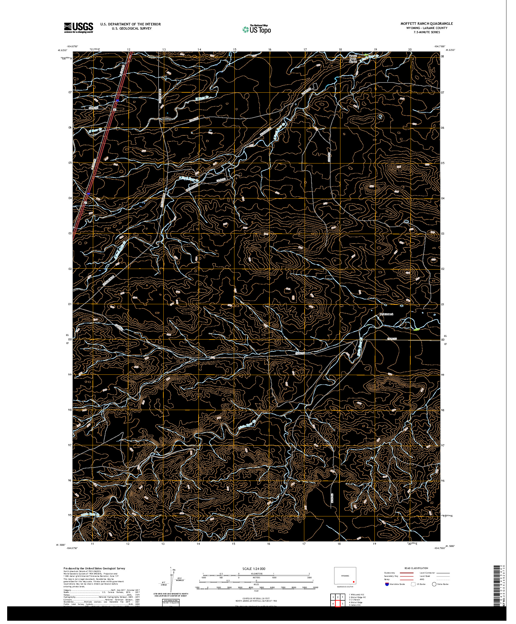 USGS US TOPO 7.5-MINUTE MAP FOR MOFFETT RANCH, WY 2021