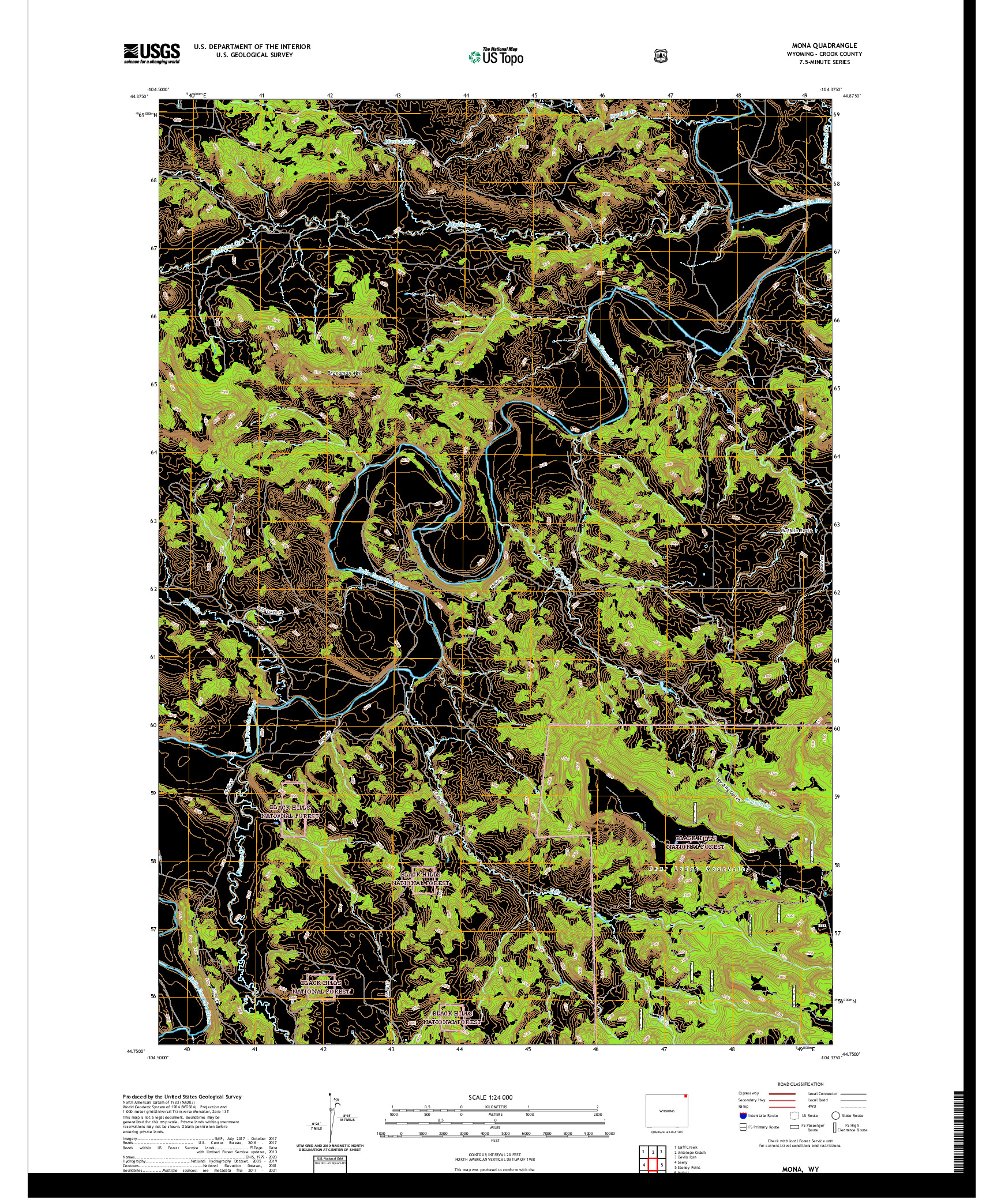 USGS US TOPO 7.5-MINUTE MAP FOR MONA, WY 2021