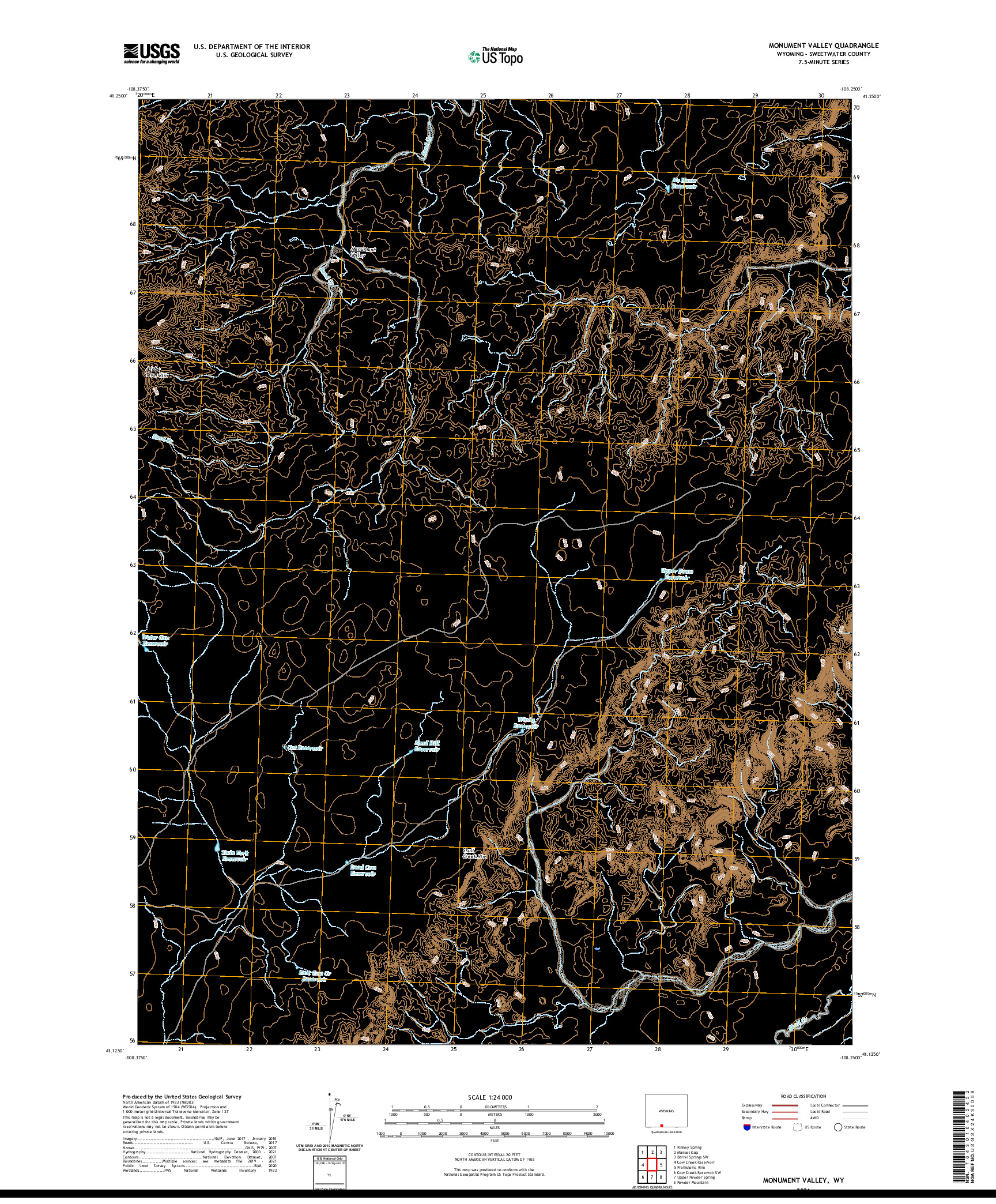 USGS US TOPO 7.5-MINUTE MAP FOR MONUMENT VALLEY, WY 2021