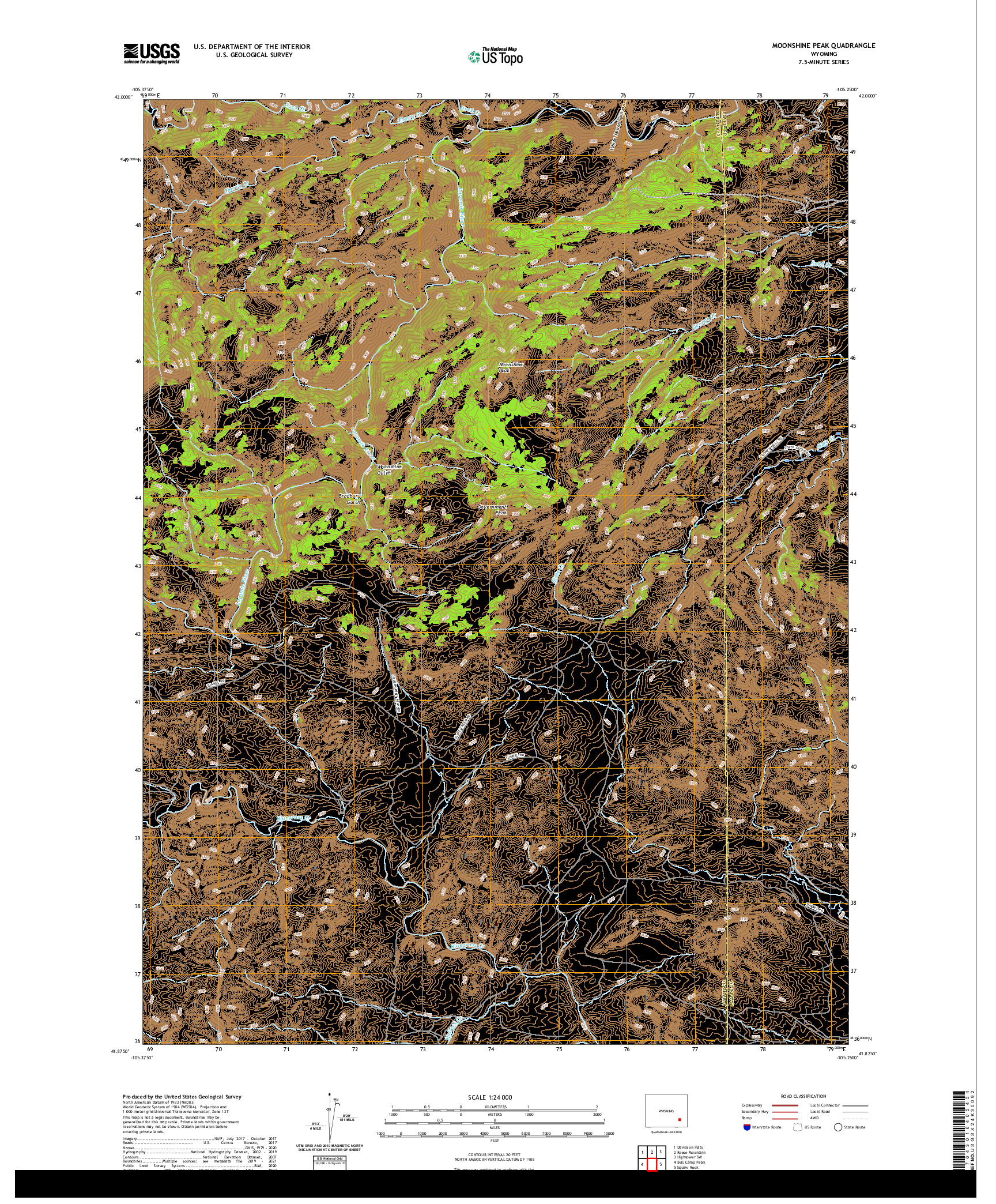 USGS US TOPO 7.5-MINUTE MAP FOR MOONSHINE PEAK, WY 2021