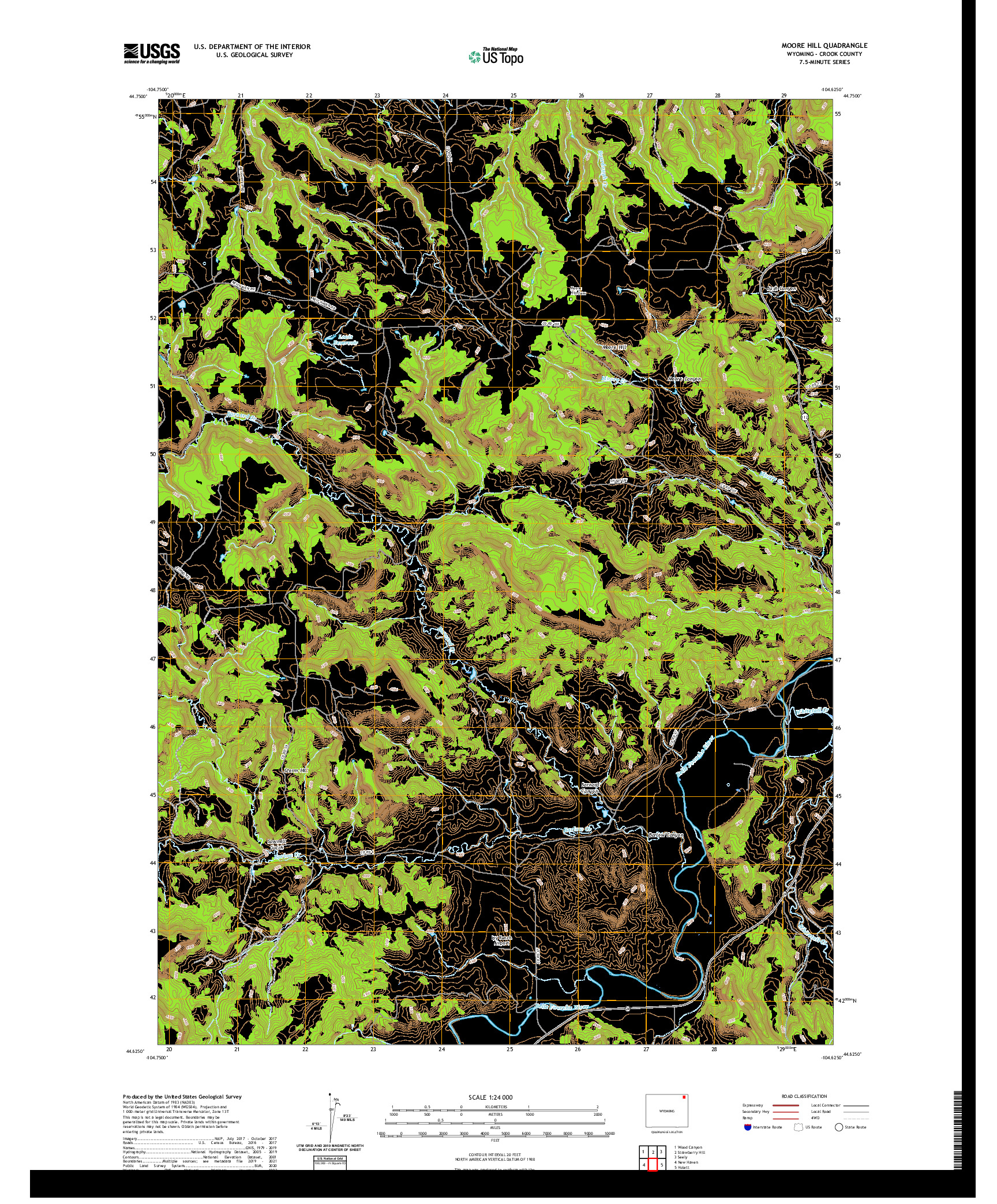 USGS US TOPO 7.5-MINUTE MAP FOR MOORE HILL, WY 2021