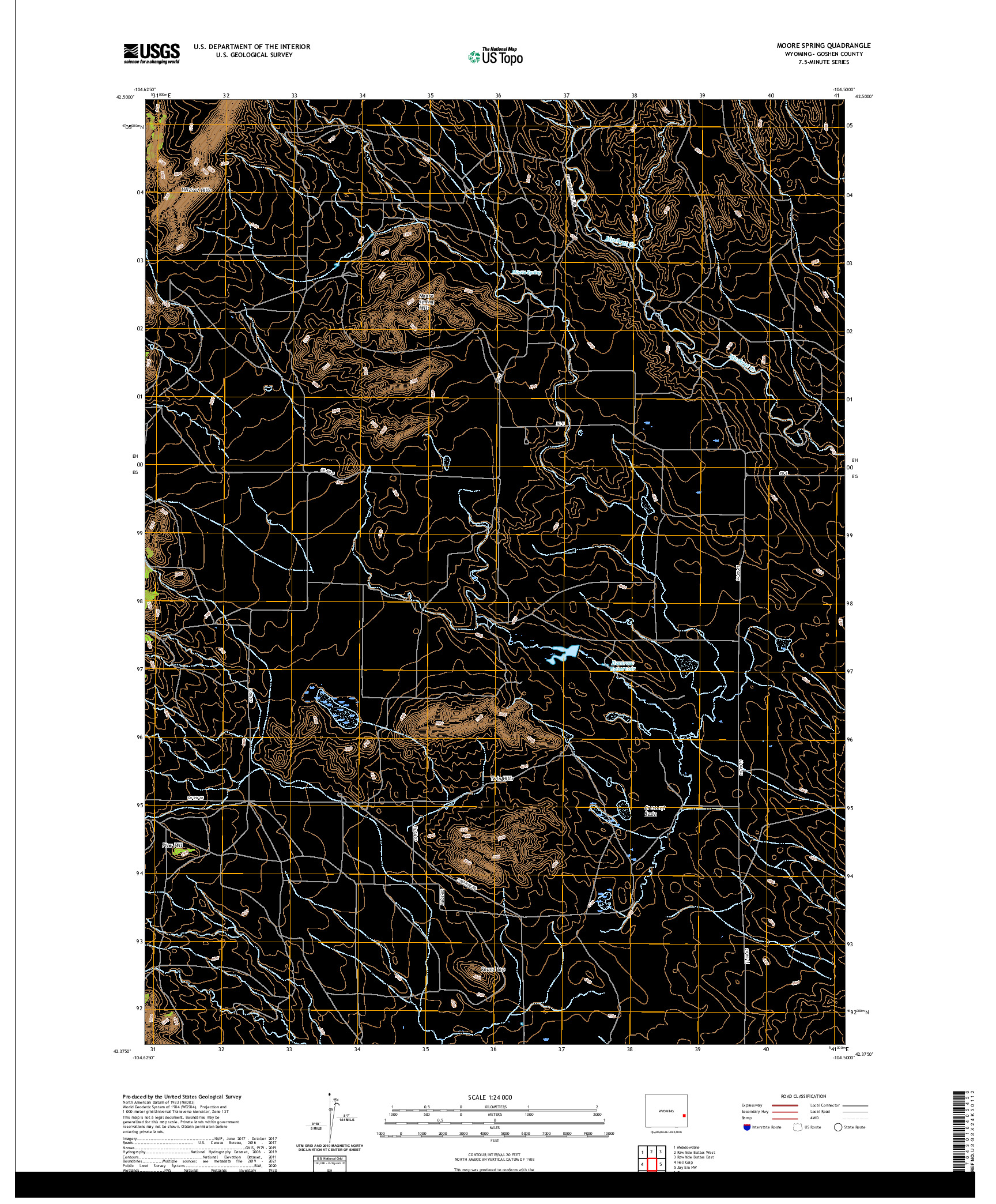 USGS US TOPO 7.5-MINUTE MAP FOR MOORE SPRING, WY 2021