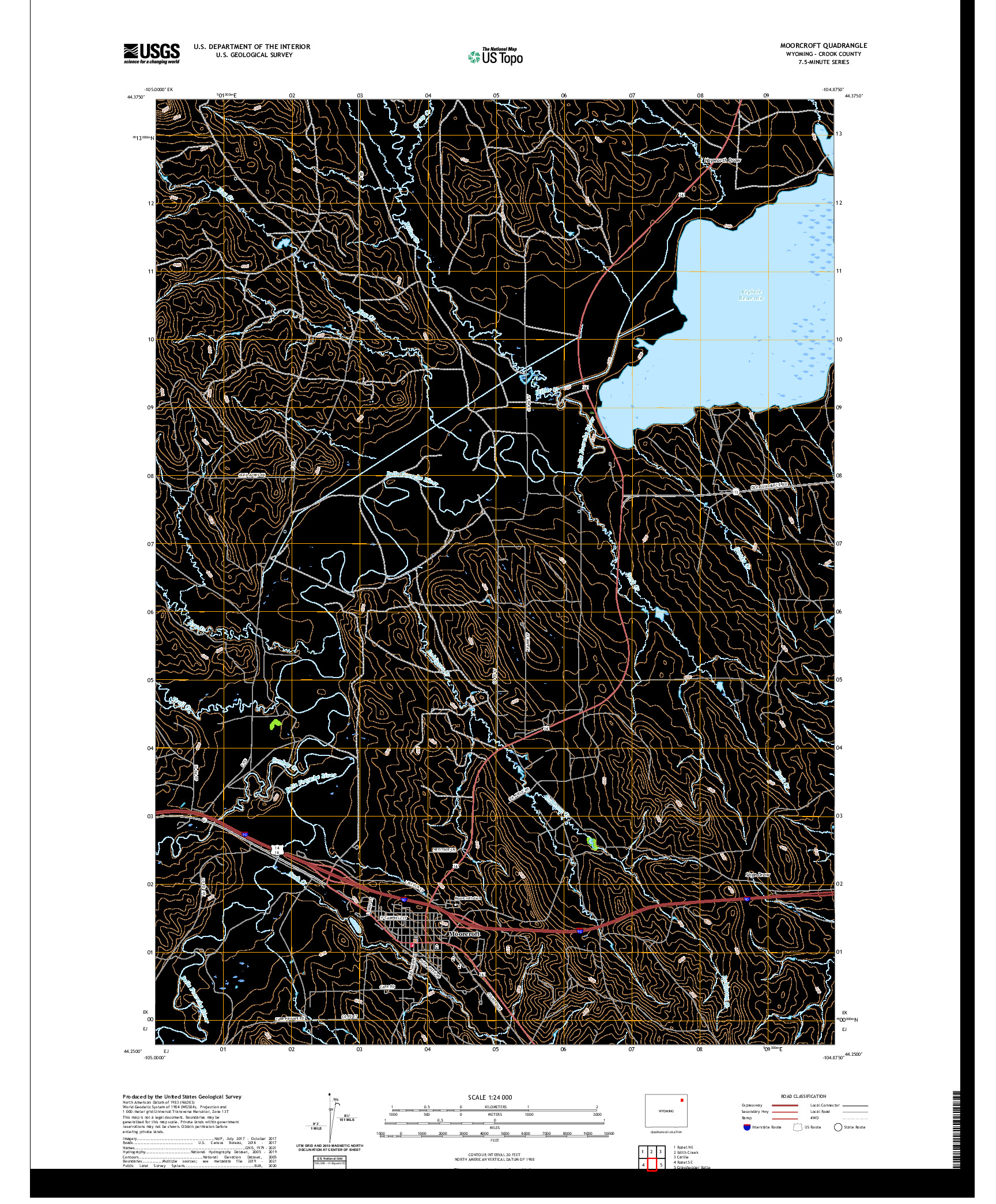 USGS US TOPO 7.5-MINUTE MAP FOR MOORCROFT, WY 2021