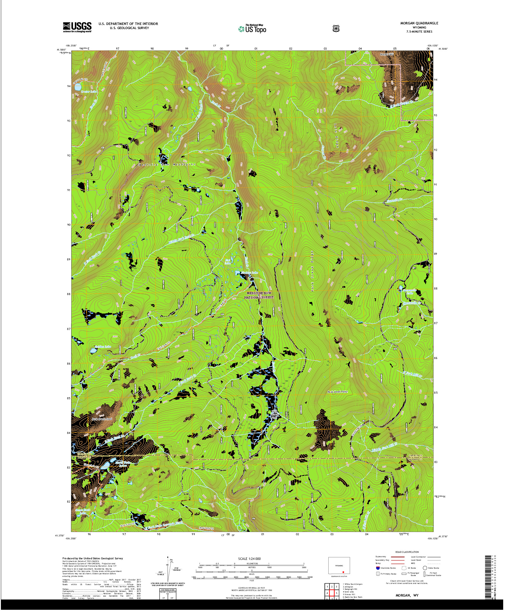 USGS US TOPO 7.5-MINUTE MAP FOR MORGAN, WY 2021