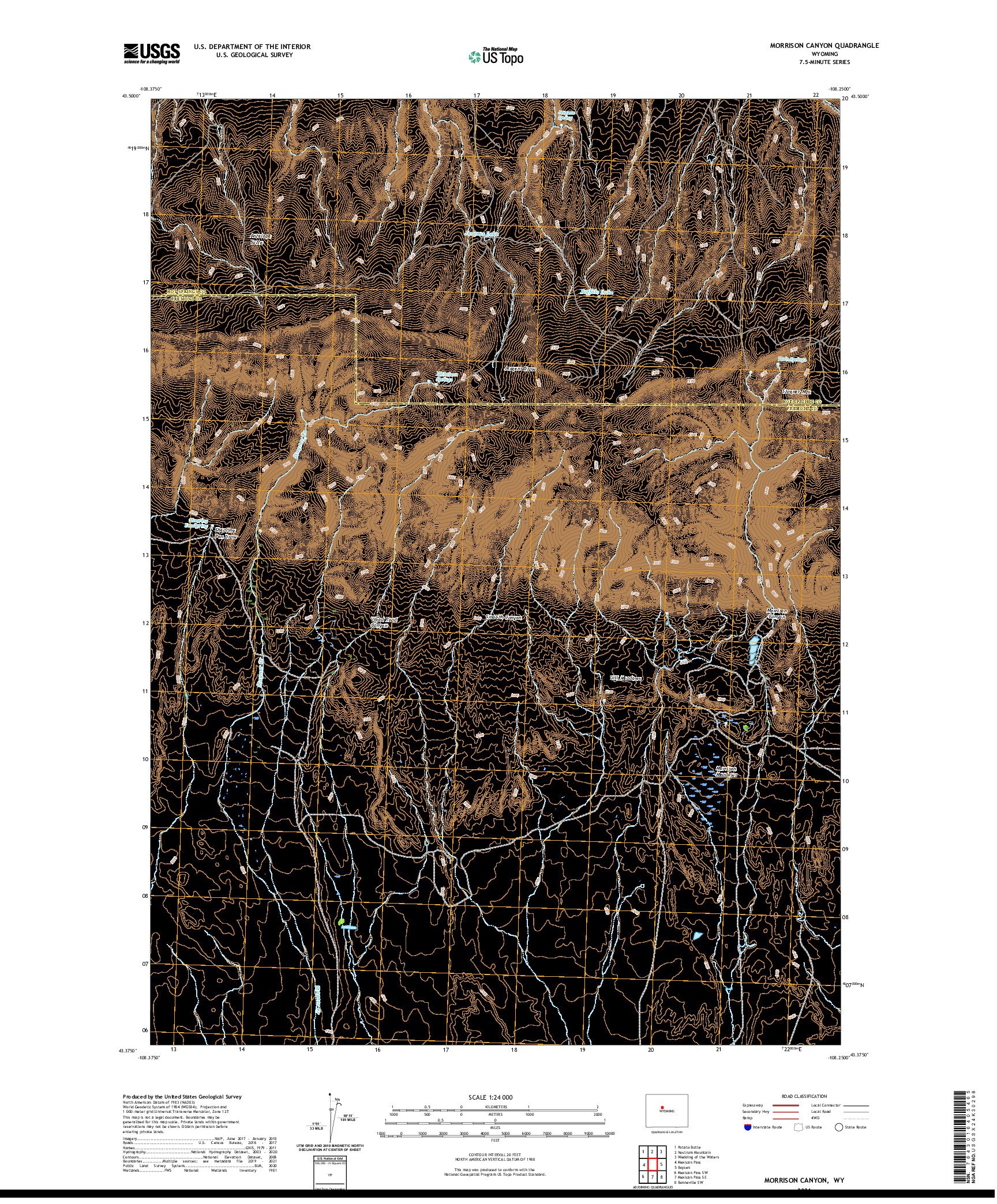 USGS US TOPO 7.5-MINUTE MAP FOR MORRISON CANYON, WY 2021