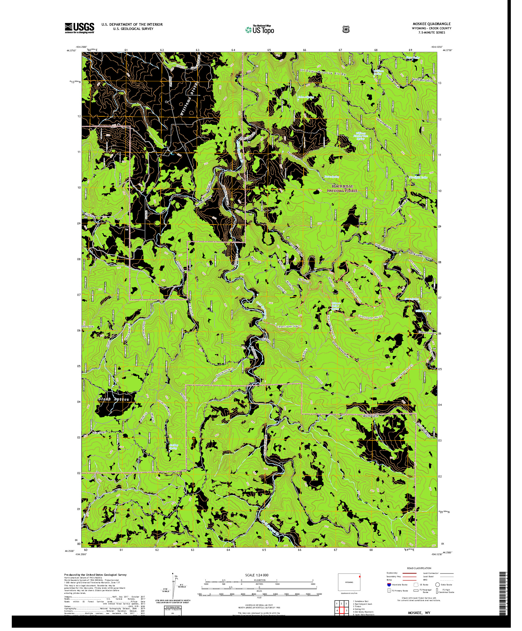 USGS US TOPO 7.5-MINUTE MAP FOR MOSKEE, WY 2021