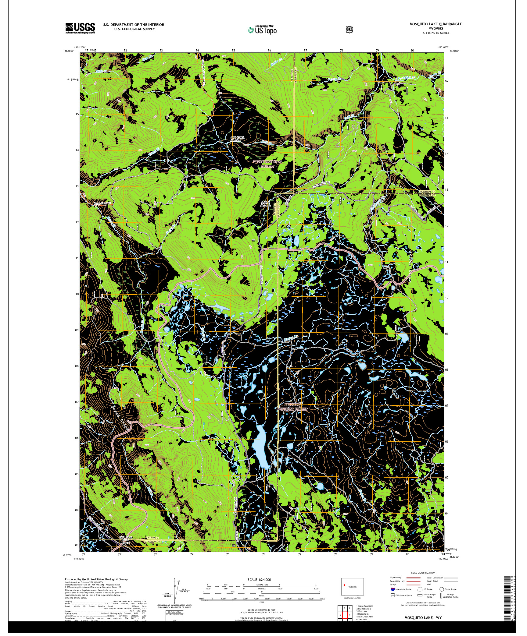 USGS US TOPO 7.5-MINUTE MAP FOR MOSQUITO LAKE, WY 2021