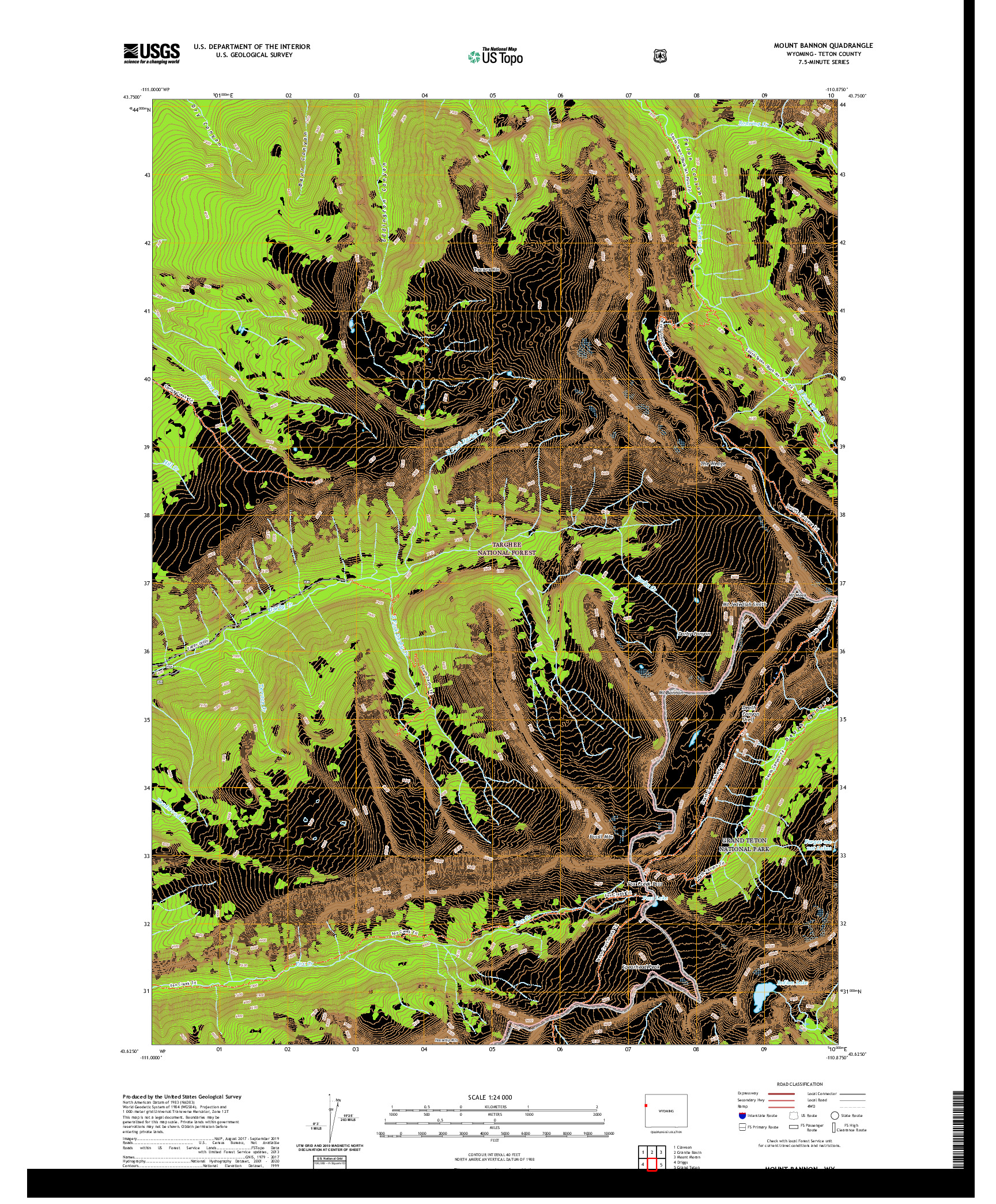 USGS US TOPO 7.5-MINUTE MAP FOR MOUNT BANNON, WY 2021