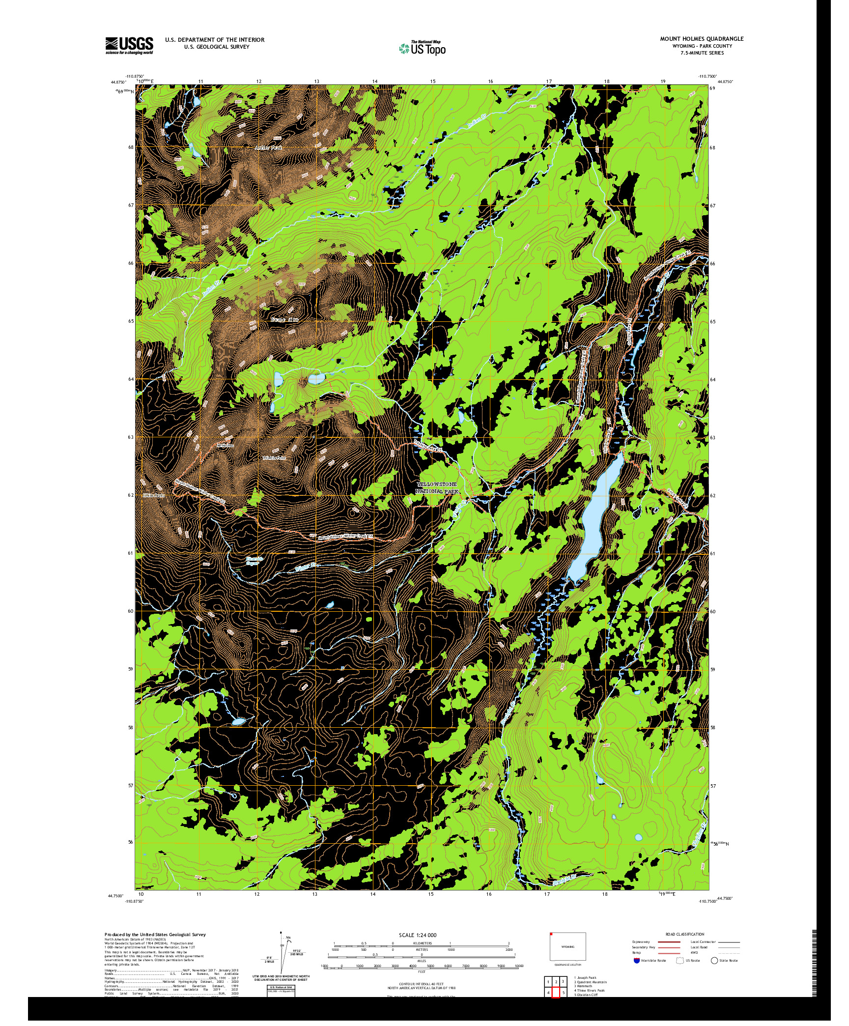 USGS US TOPO 7.5-MINUTE MAP FOR MOUNT HOLMES, WY 2021