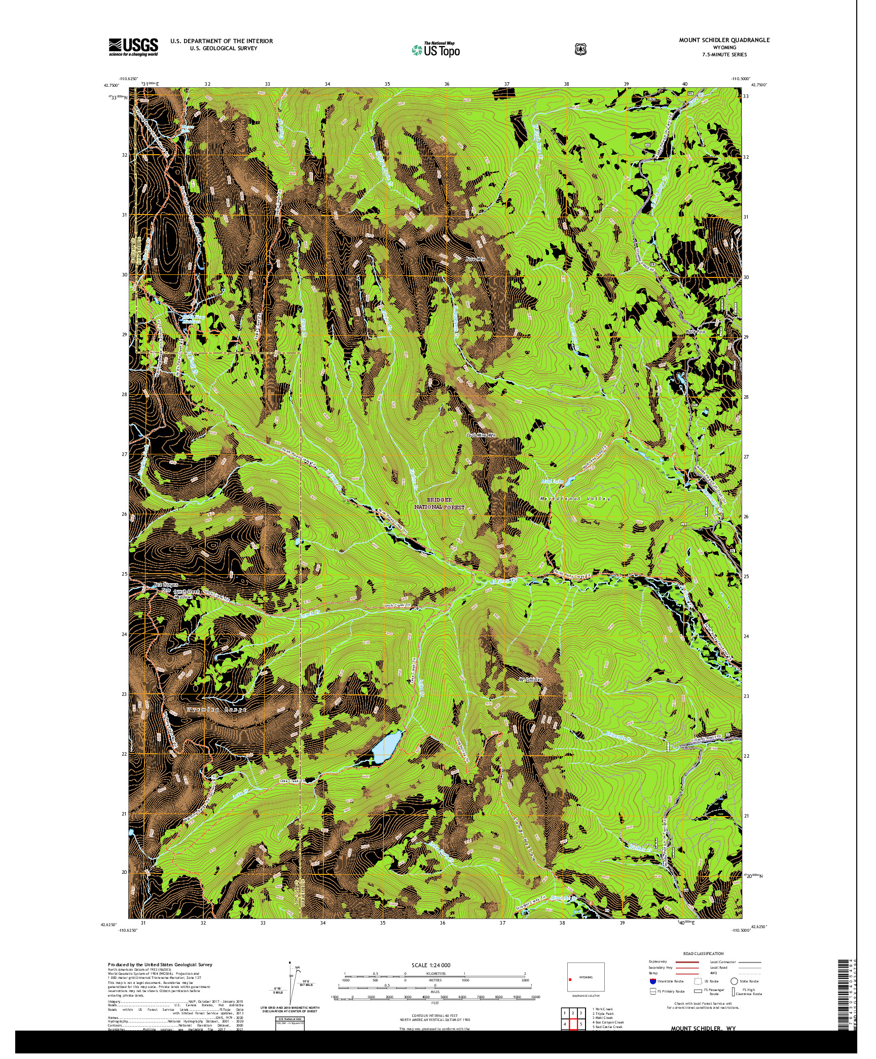 USGS US TOPO 7.5-MINUTE MAP FOR MOUNT SCHIDLER, WY 2021