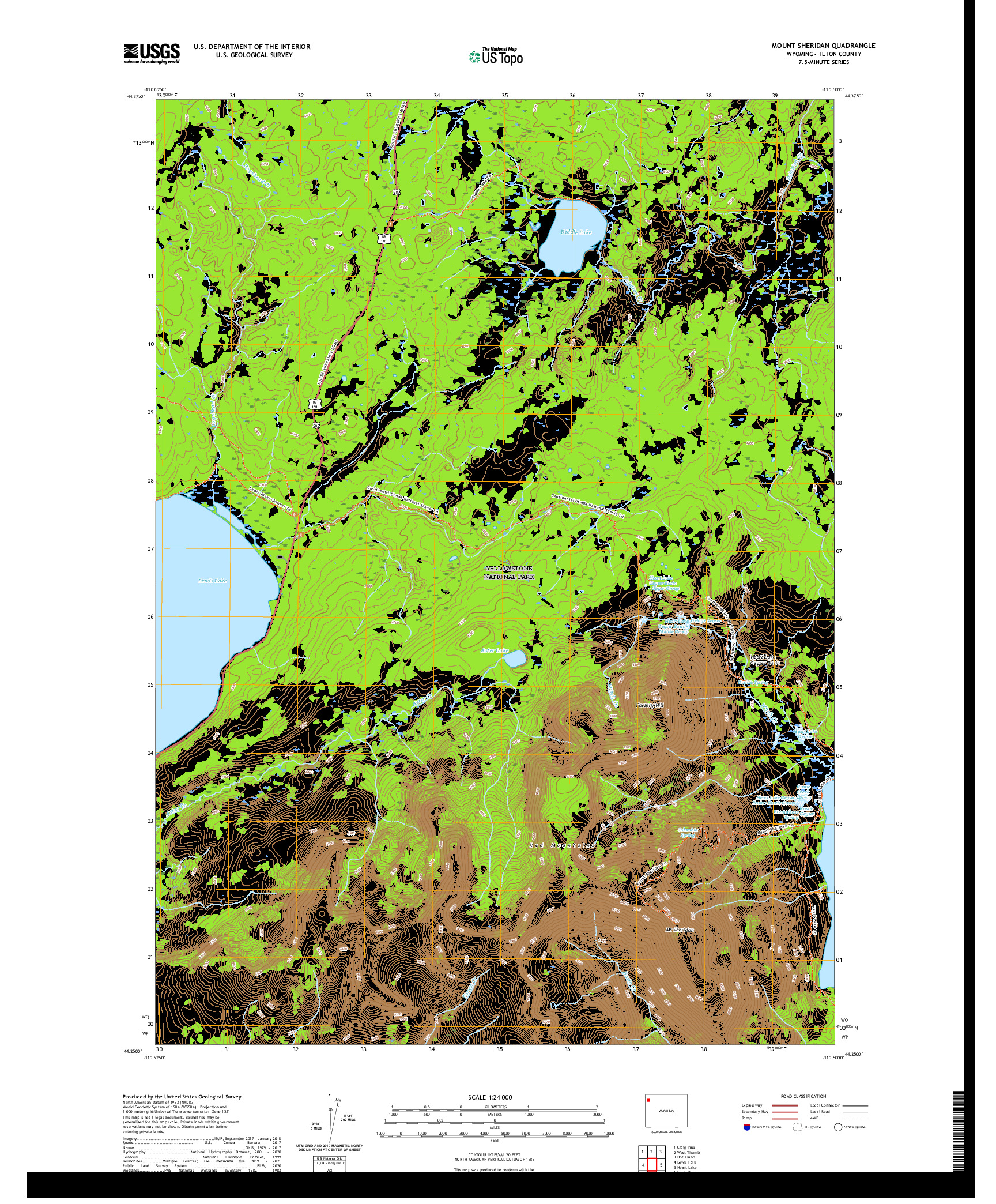 USGS US TOPO 7.5-MINUTE MAP FOR MOUNT SHERIDAN, WY 2021
