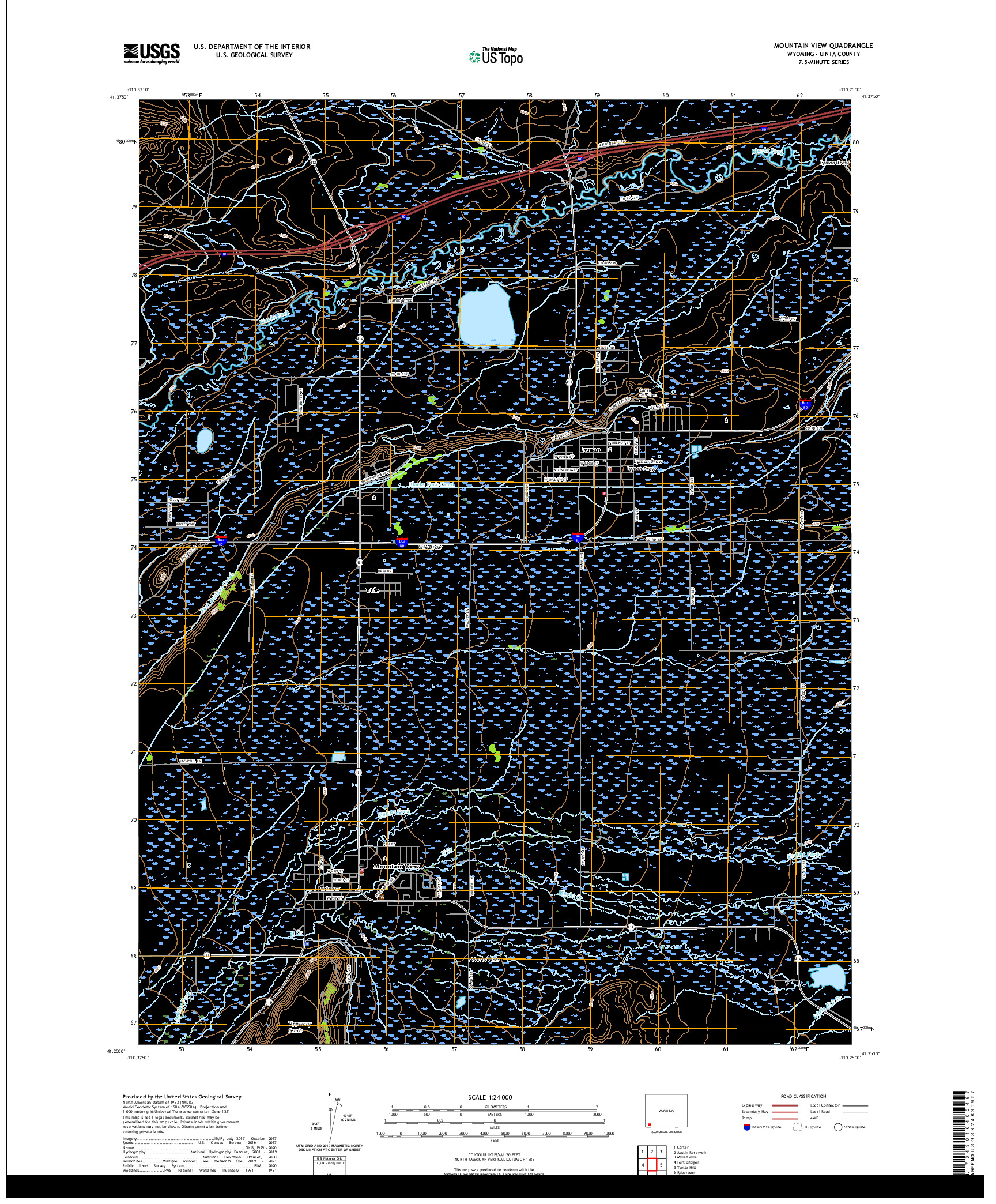 USGS US TOPO 7.5-MINUTE MAP FOR MOUNTAIN VIEW, WY 2021