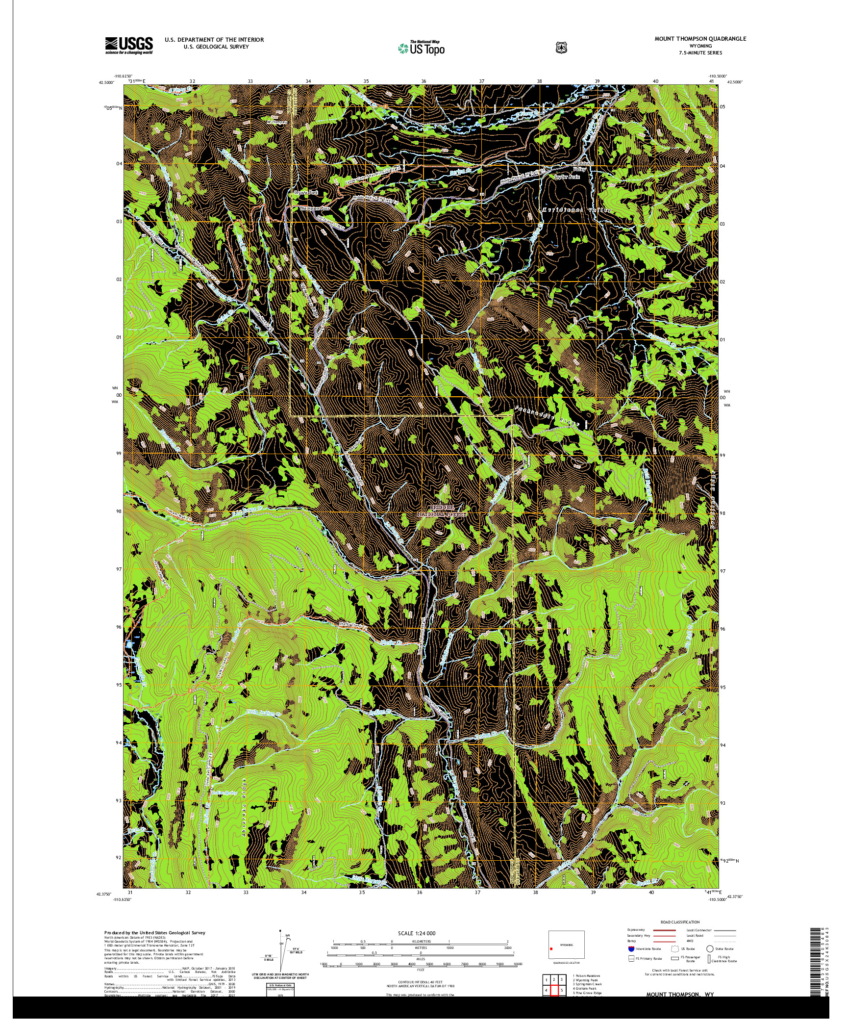 USGS US TOPO 7.5-MINUTE MAP FOR MOUNT THOMPSON, WY 2021