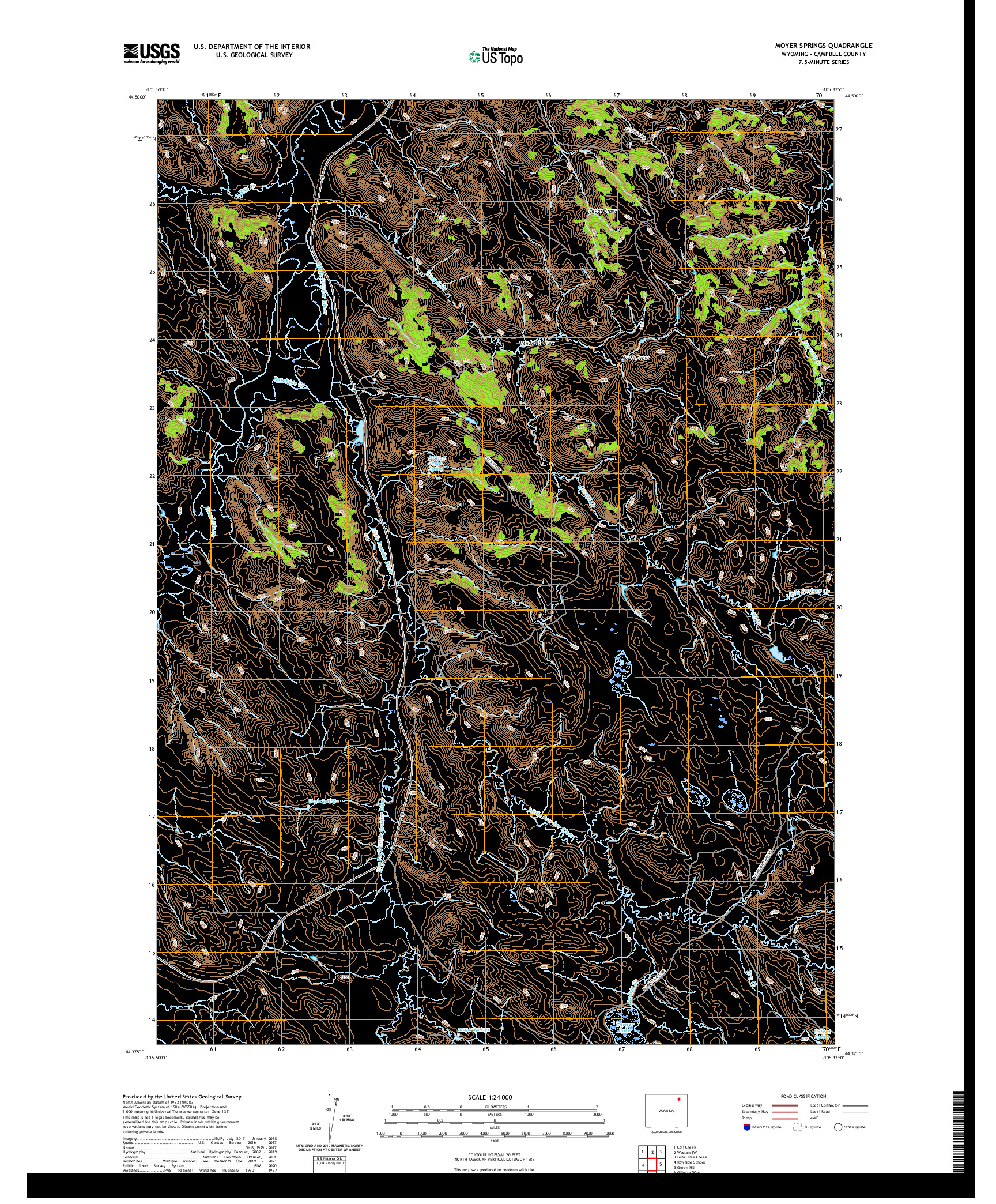 USGS US TOPO 7.5-MINUTE MAP FOR MOYER SPRINGS, WY 2021