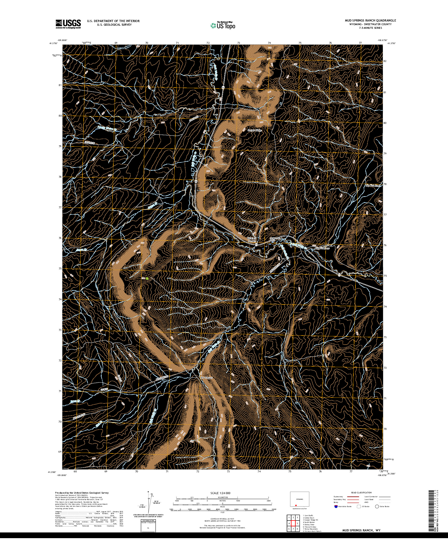 USGS US TOPO 7.5-MINUTE MAP FOR MUD SPRINGS RANCH, WY 2021