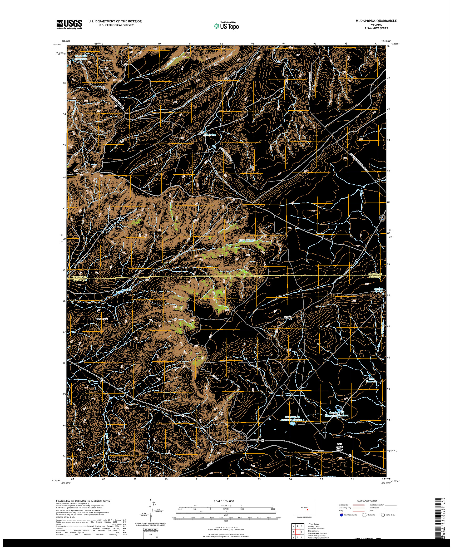 USGS US TOPO 7.5-MINUTE MAP FOR MUD SPRINGS, WY 2021