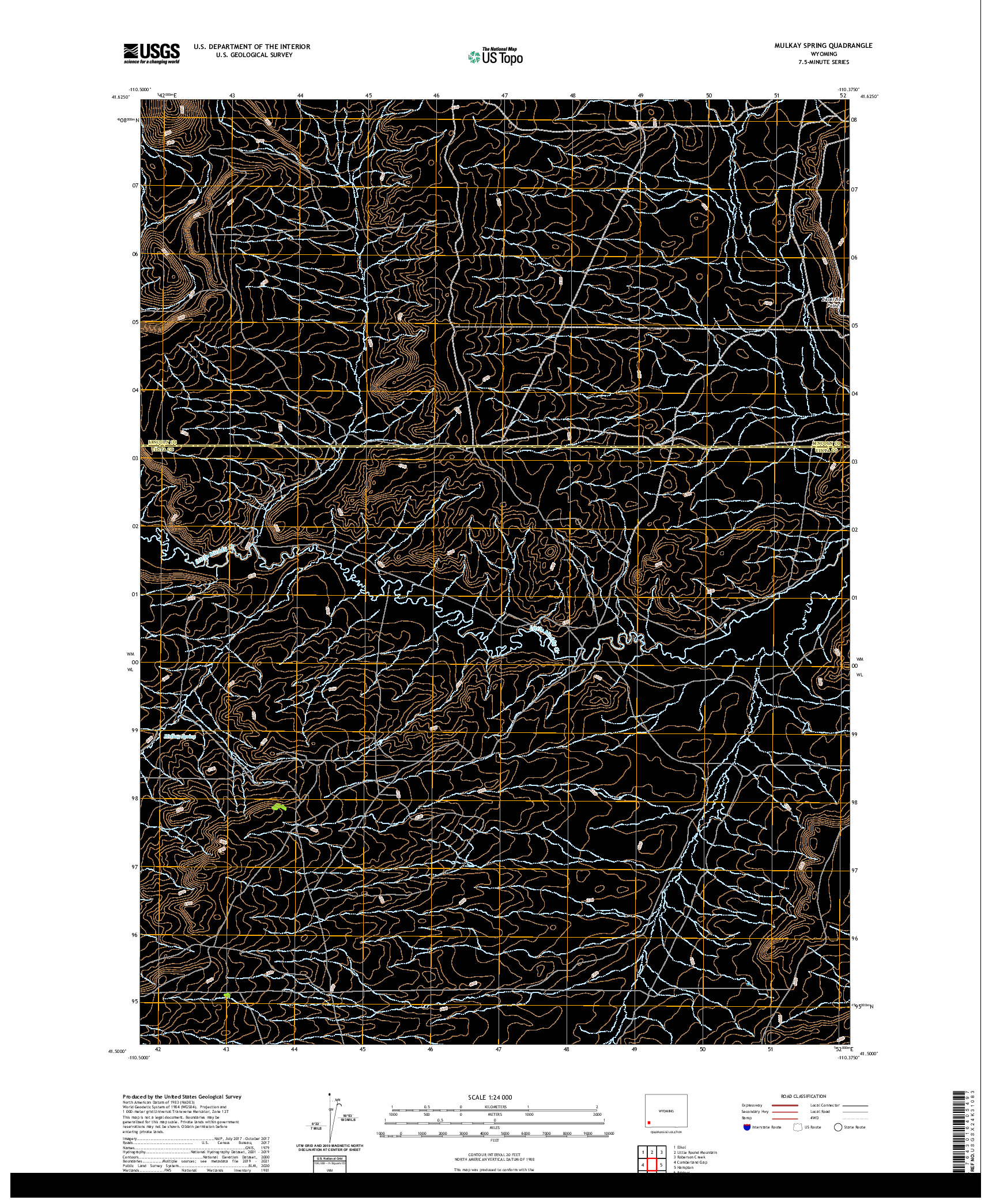 USGS US TOPO 7.5-MINUTE MAP FOR MULKAY SPRING, WY 2021