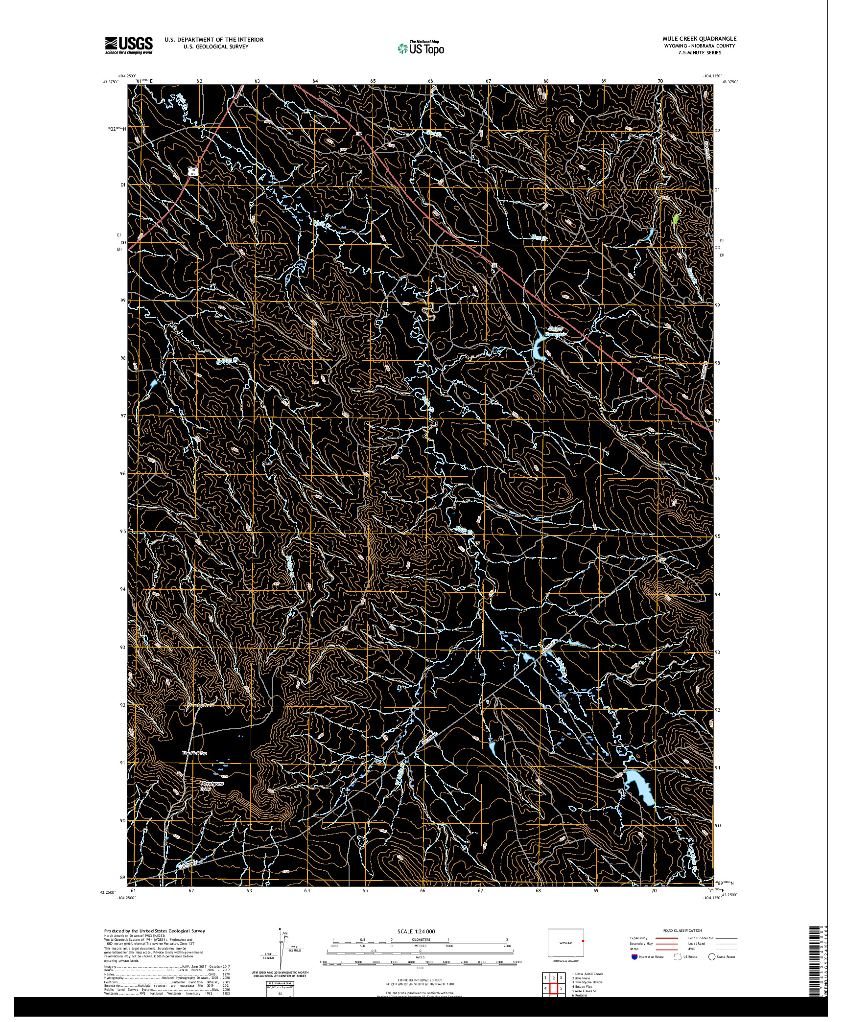 USGS US TOPO 7.5-MINUTE MAP FOR MULE CREEK, WY 2021