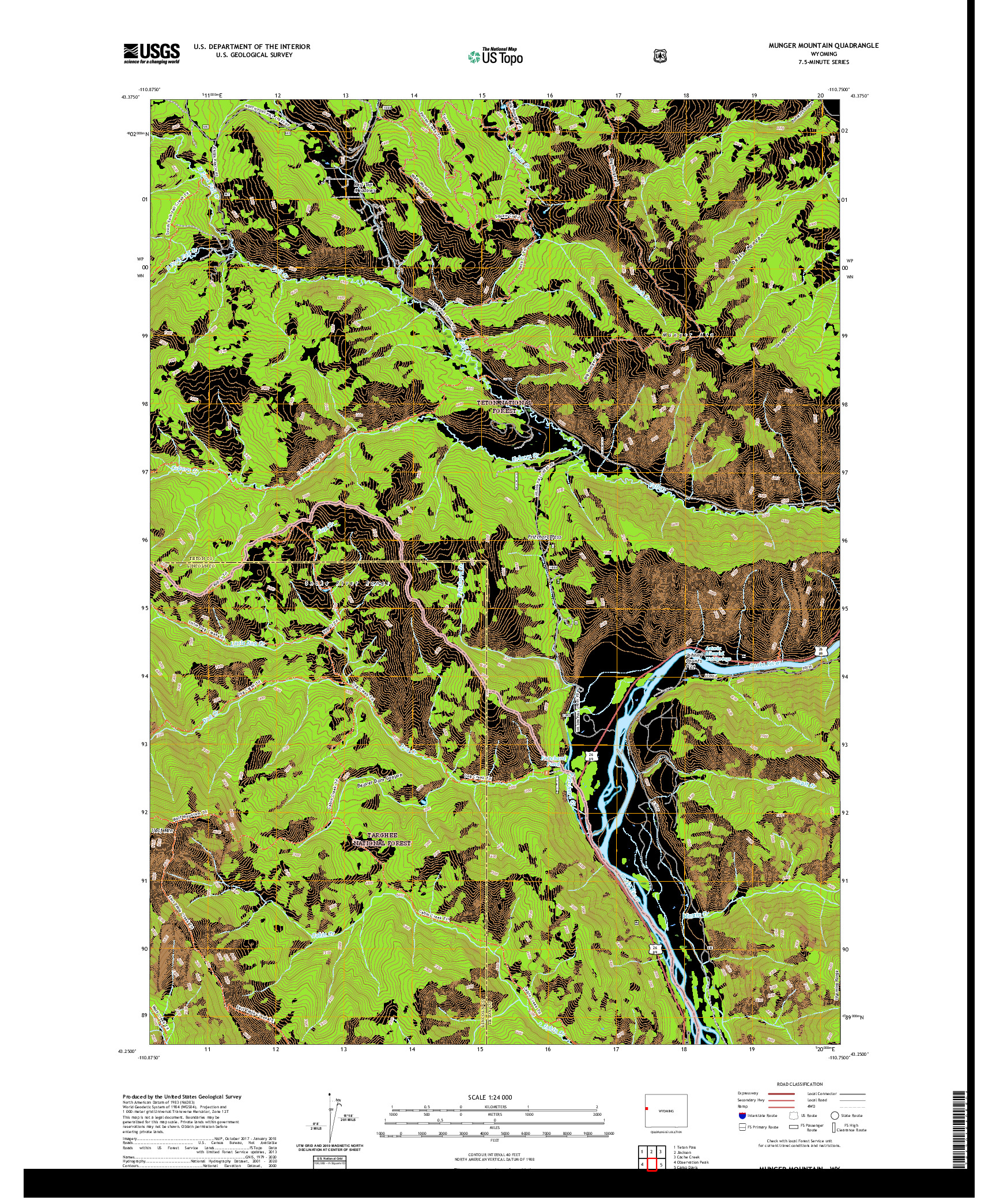 USGS US TOPO 7.5-MINUTE MAP FOR MUNGER MOUNTAIN, WY 2021