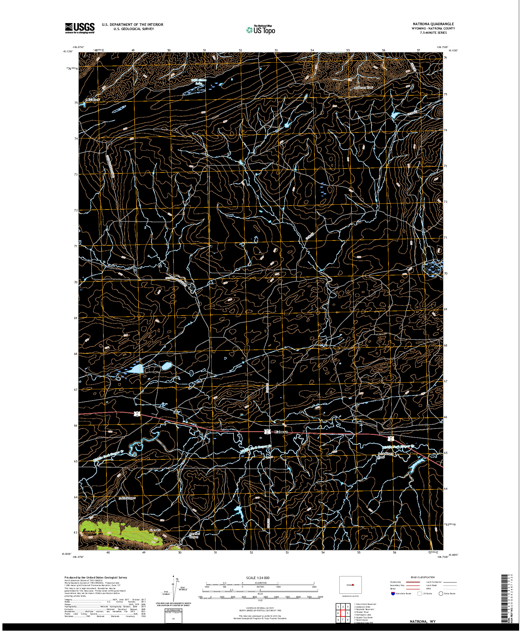 USGS US TOPO 7.5-MINUTE MAP FOR NATRONA, WY 2021