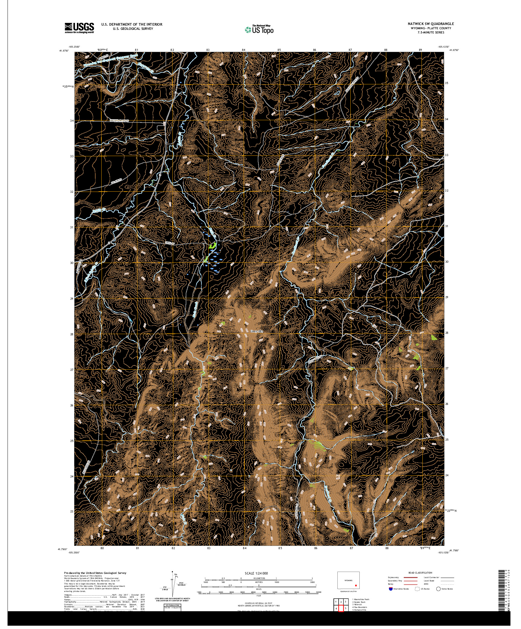 USGS US TOPO 7.5-MINUTE MAP FOR NATWICK SW, WY 2021