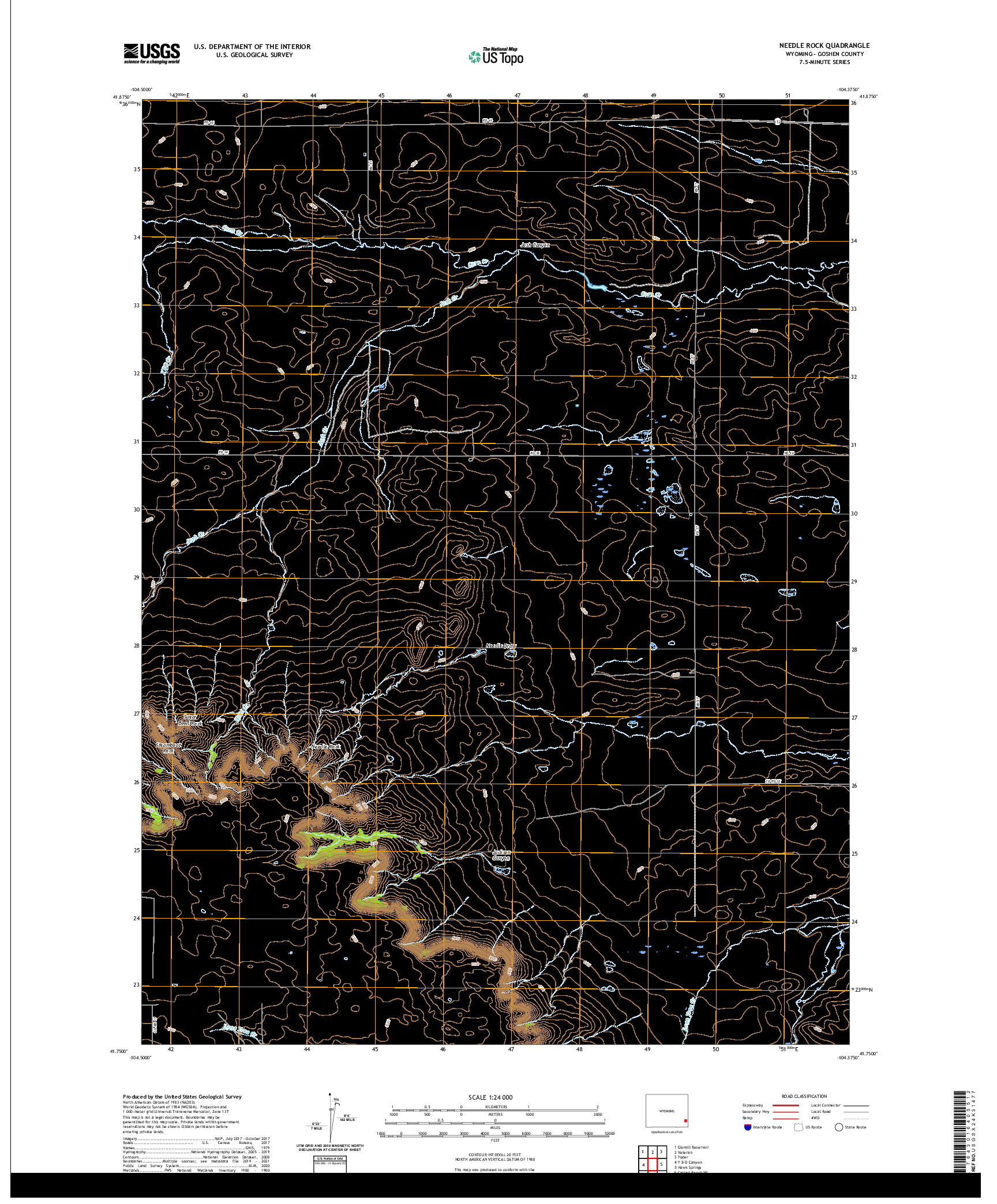 USGS US TOPO 7.5-MINUTE MAP FOR NEEDLE ROCK, WY 2021
