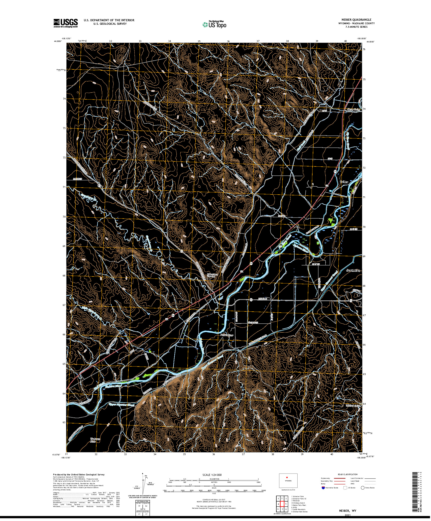 USGS US TOPO 7.5-MINUTE MAP FOR NEIBER, WY 2021
