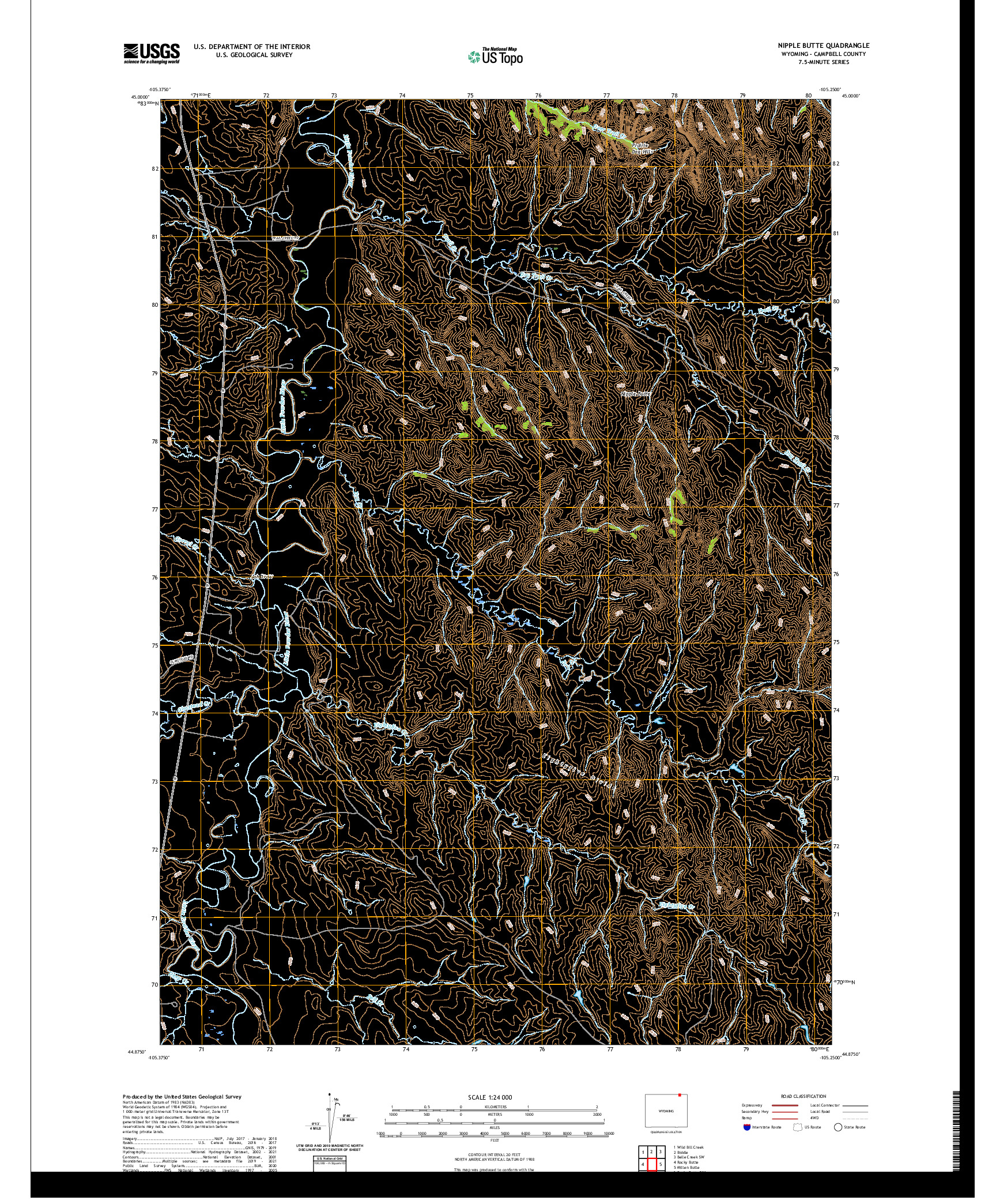 USGS US TOPO 7.5-MINUTE MAP FOR NIPPLE BUTTE, WY 2021