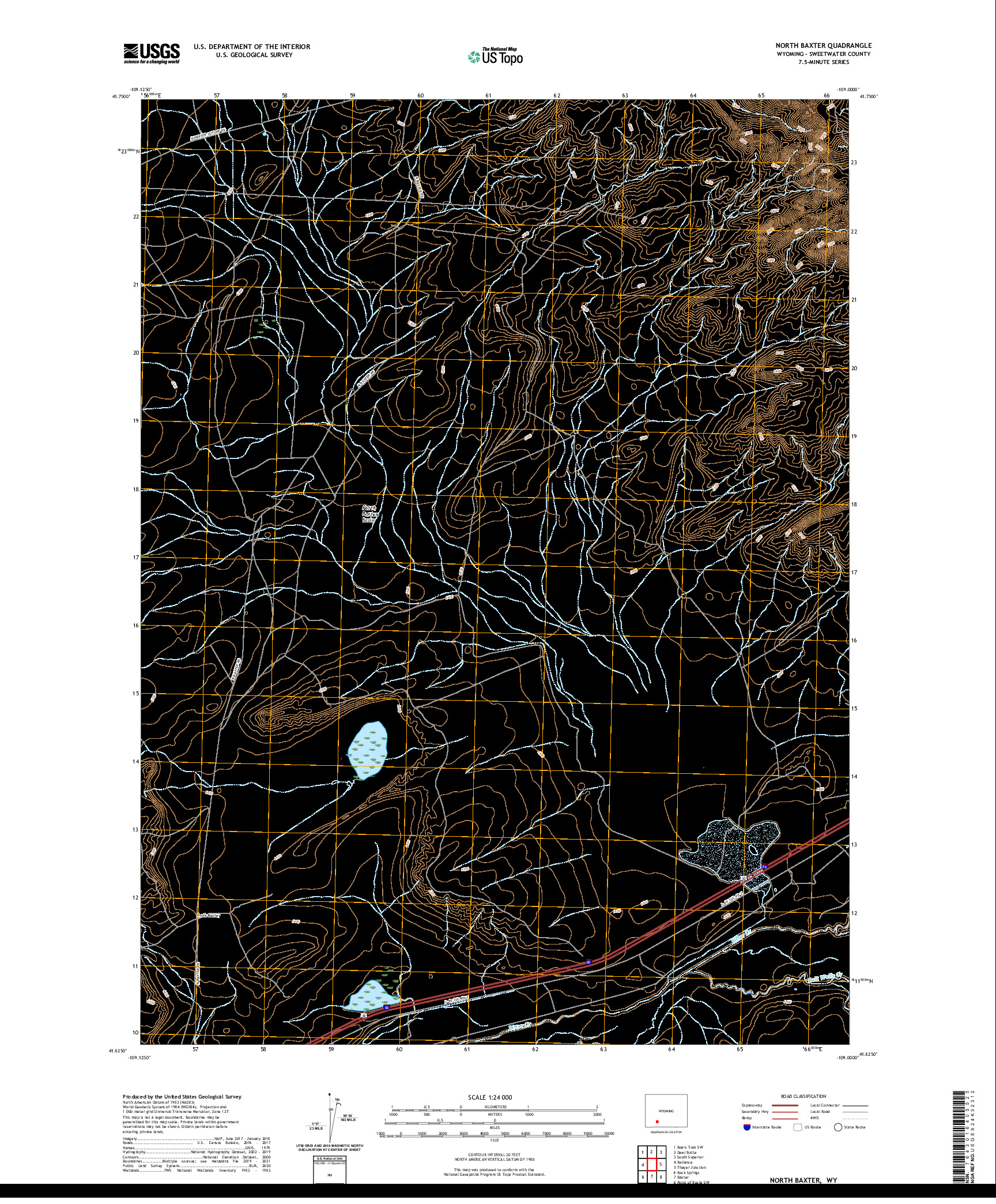 USGS US TOPO 7.5-MINUTE MAP FOR NORTH BAXTER, WY 2021