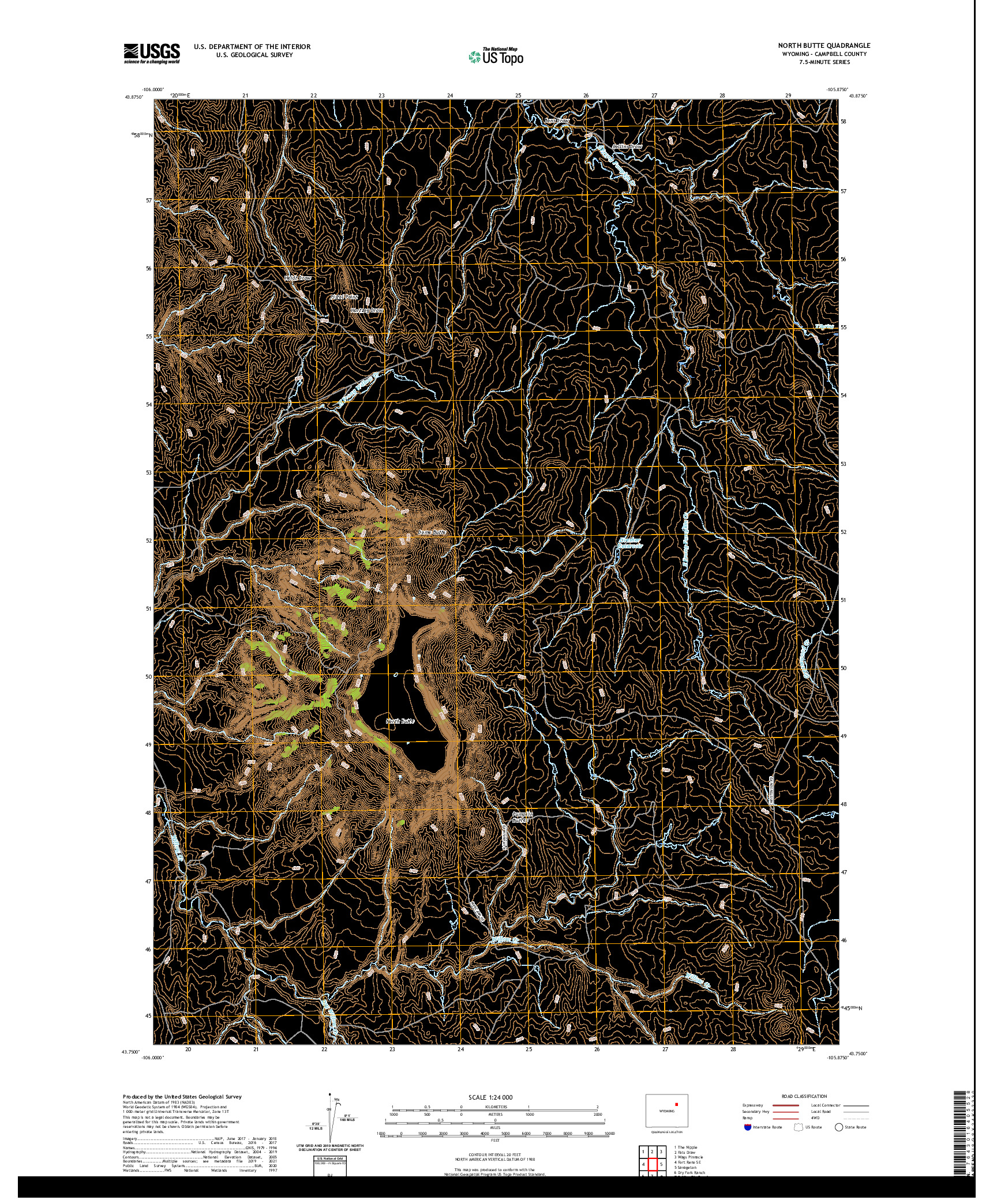 USGS US TOPO 7.5-MINUTE MAP FOR NORTH BUTTE, WY 2021