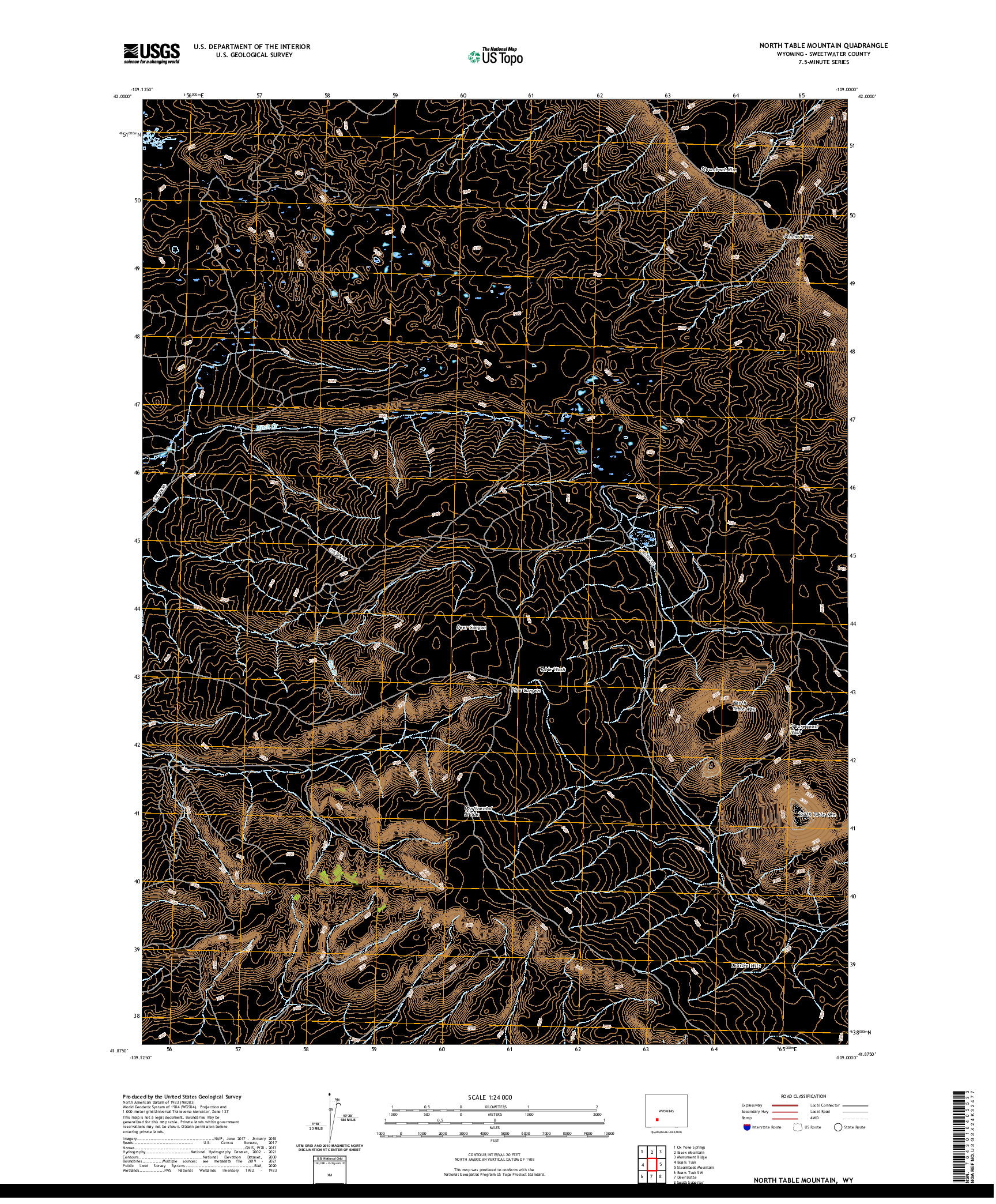 USGS US TOPO 7.5-MINUTE MAP FOR NORTH TABLE MOUNTAIN, WY 2021