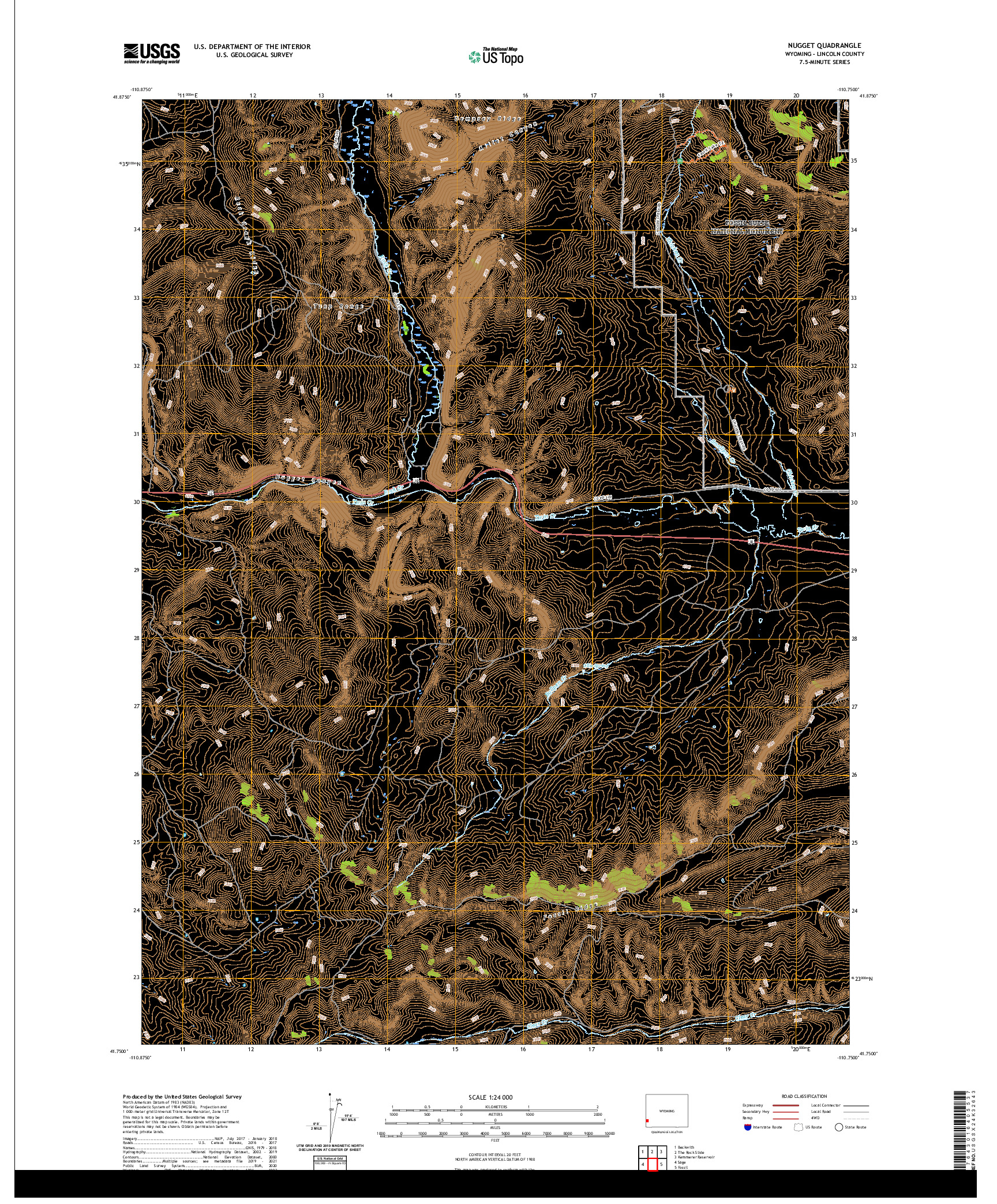USGS US TOPO 7.5-MINUTE MAP FOR NUGGET, WY 2021