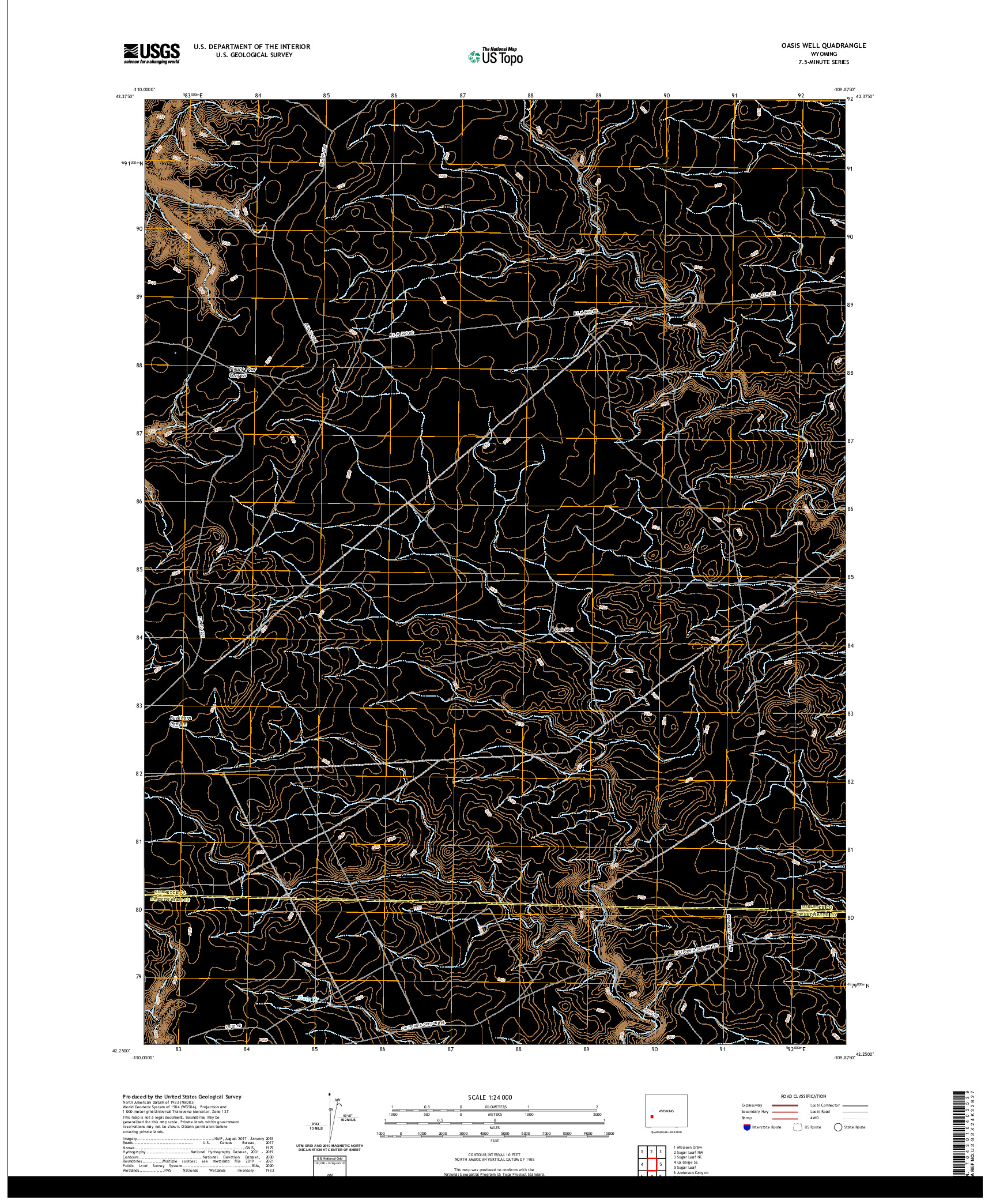 USGS US TOPO 7.5-MINUTE MAP FOR OASIS WELL, WY 2021