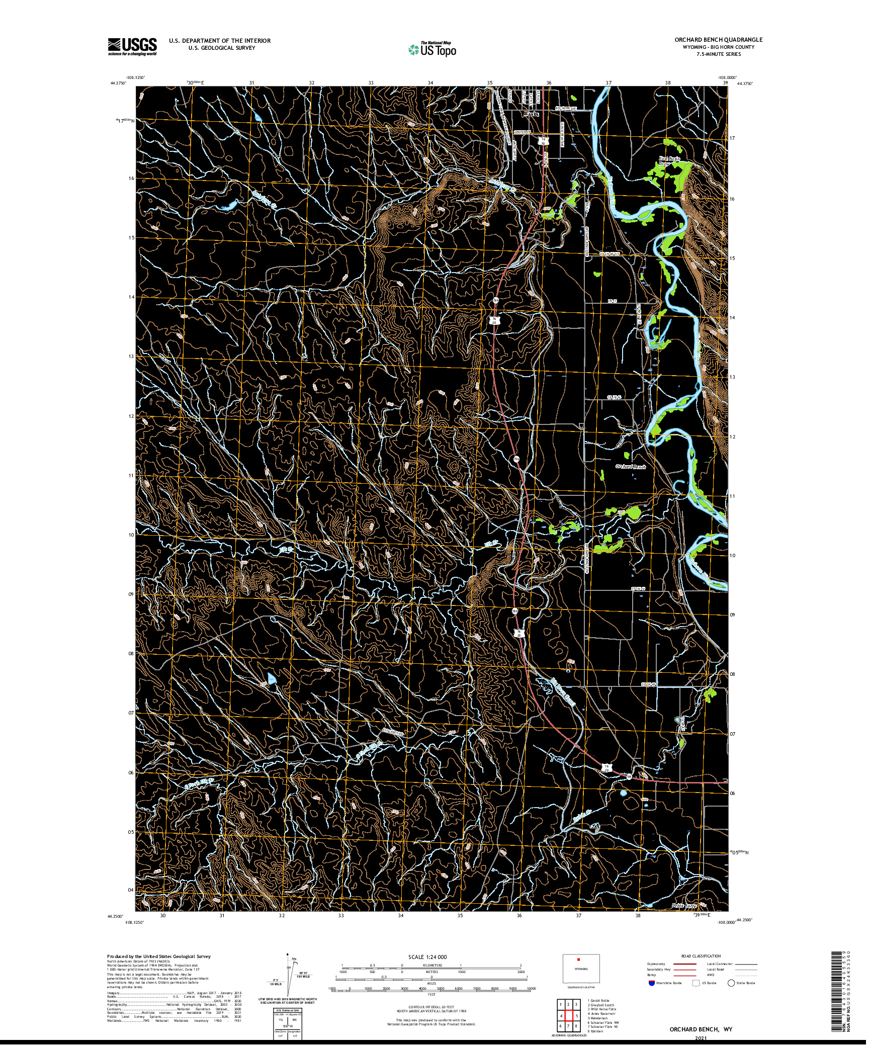 USGS US TOPO 7.5-MINUTE MAP FOR ORCHARD BENCH, WY 2021