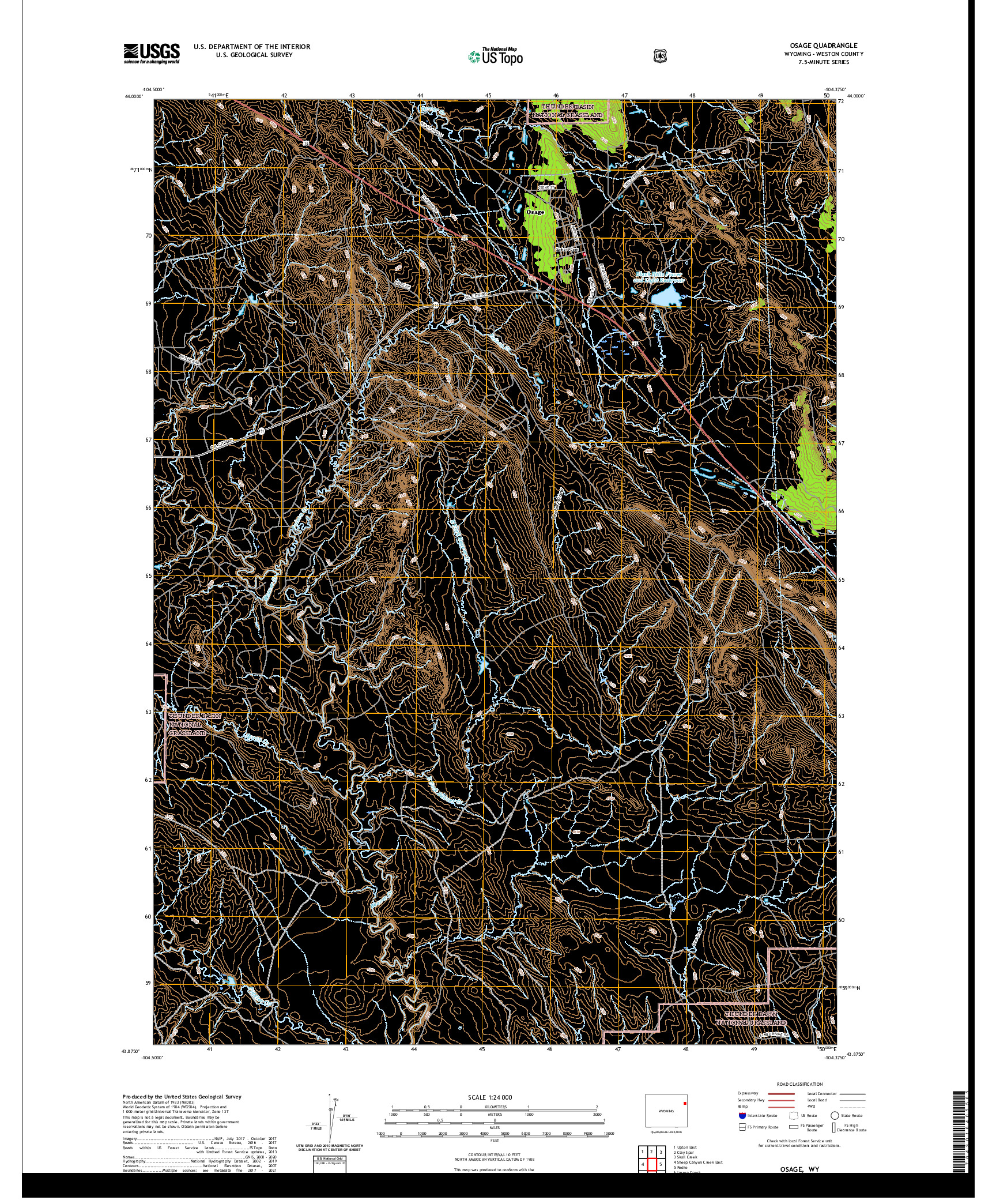 USGS US TOPO 7.5-MINUTE MAP FOR OSAGE, WY 2021