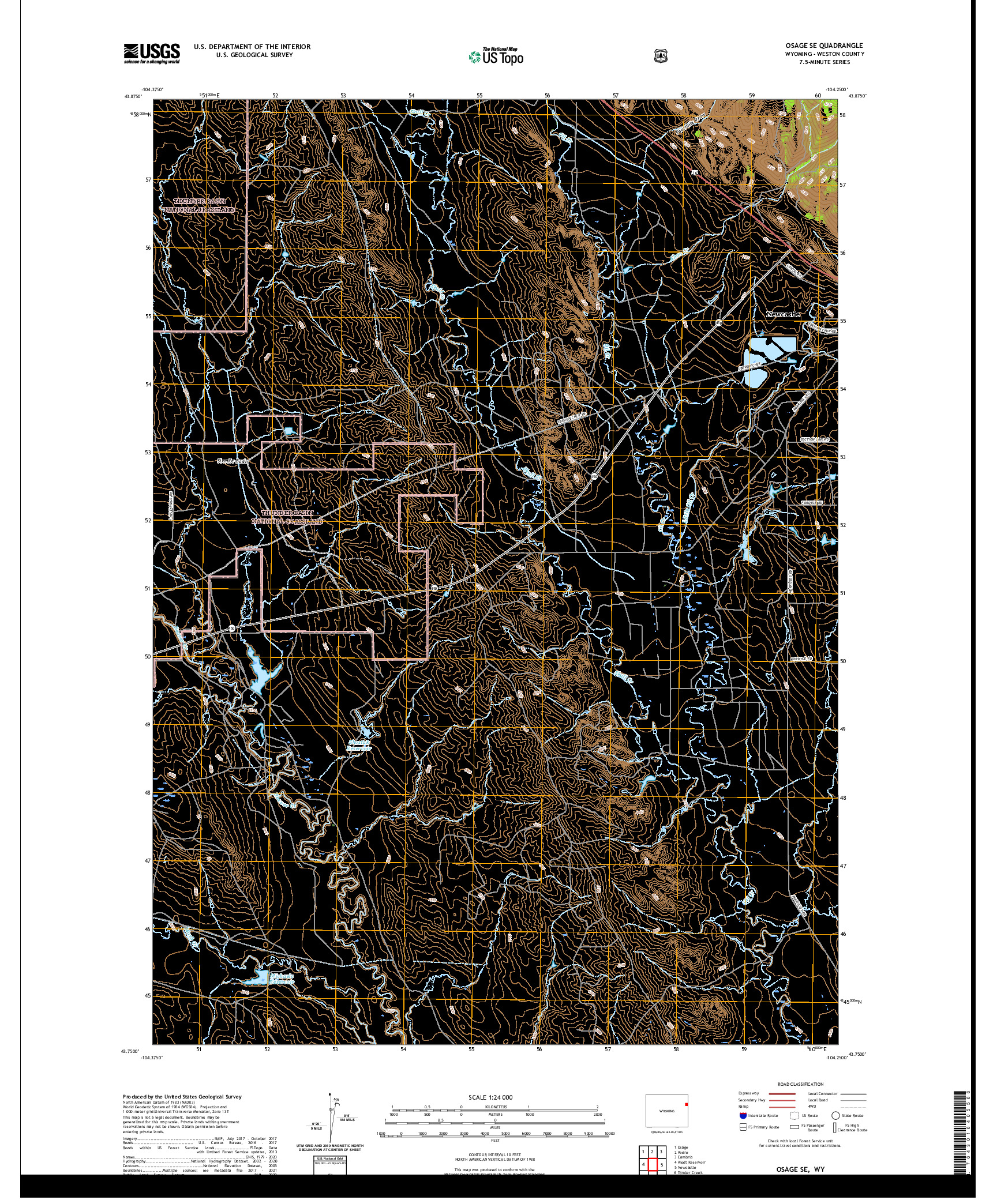USGS US TOPO 7.5-MINUTE MAP FOR OSAGE SE, WY 2021