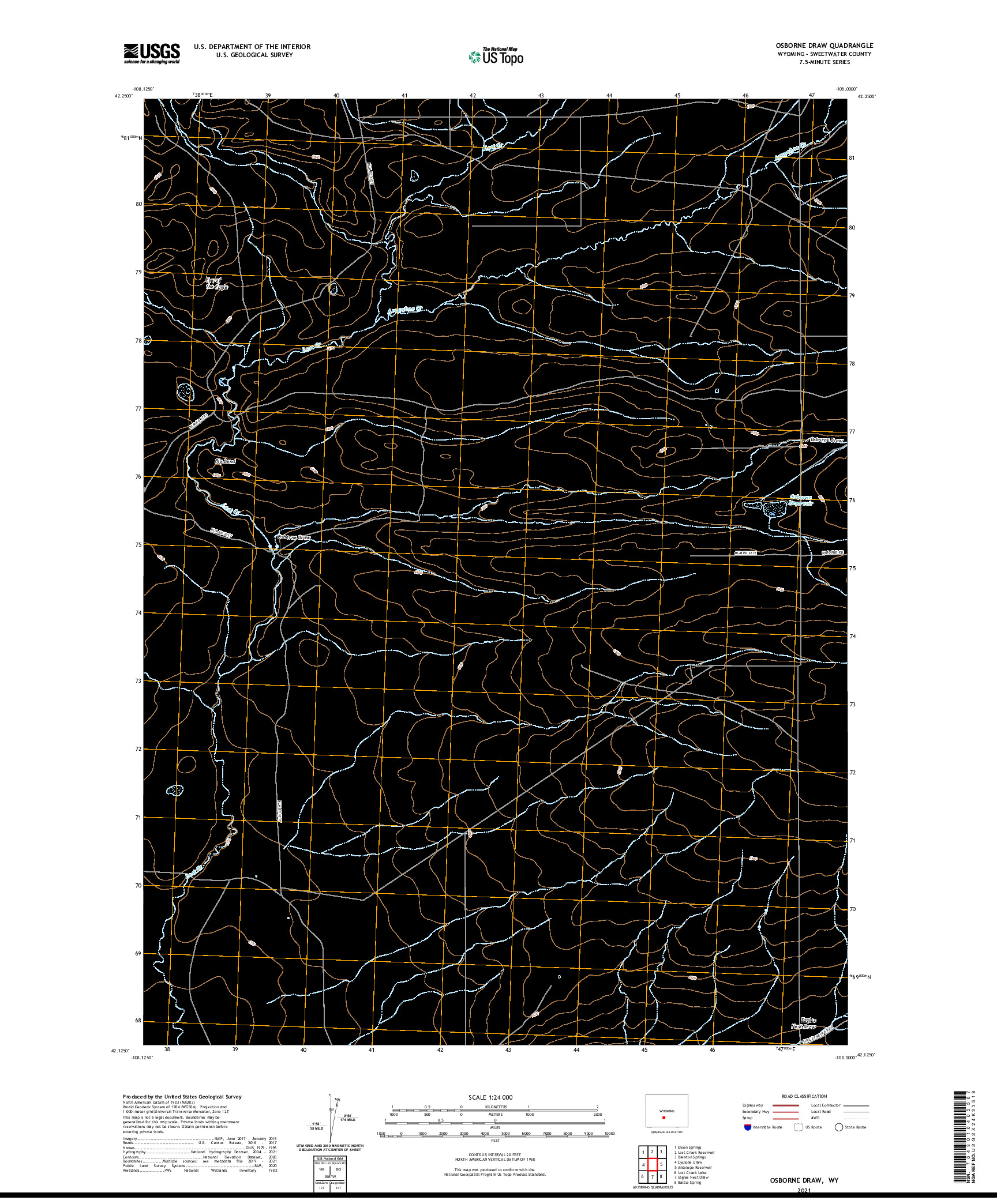 USGS US TOPO 7.5-MINUTE MAP FOR OSBORNE DRAW, WY 2021